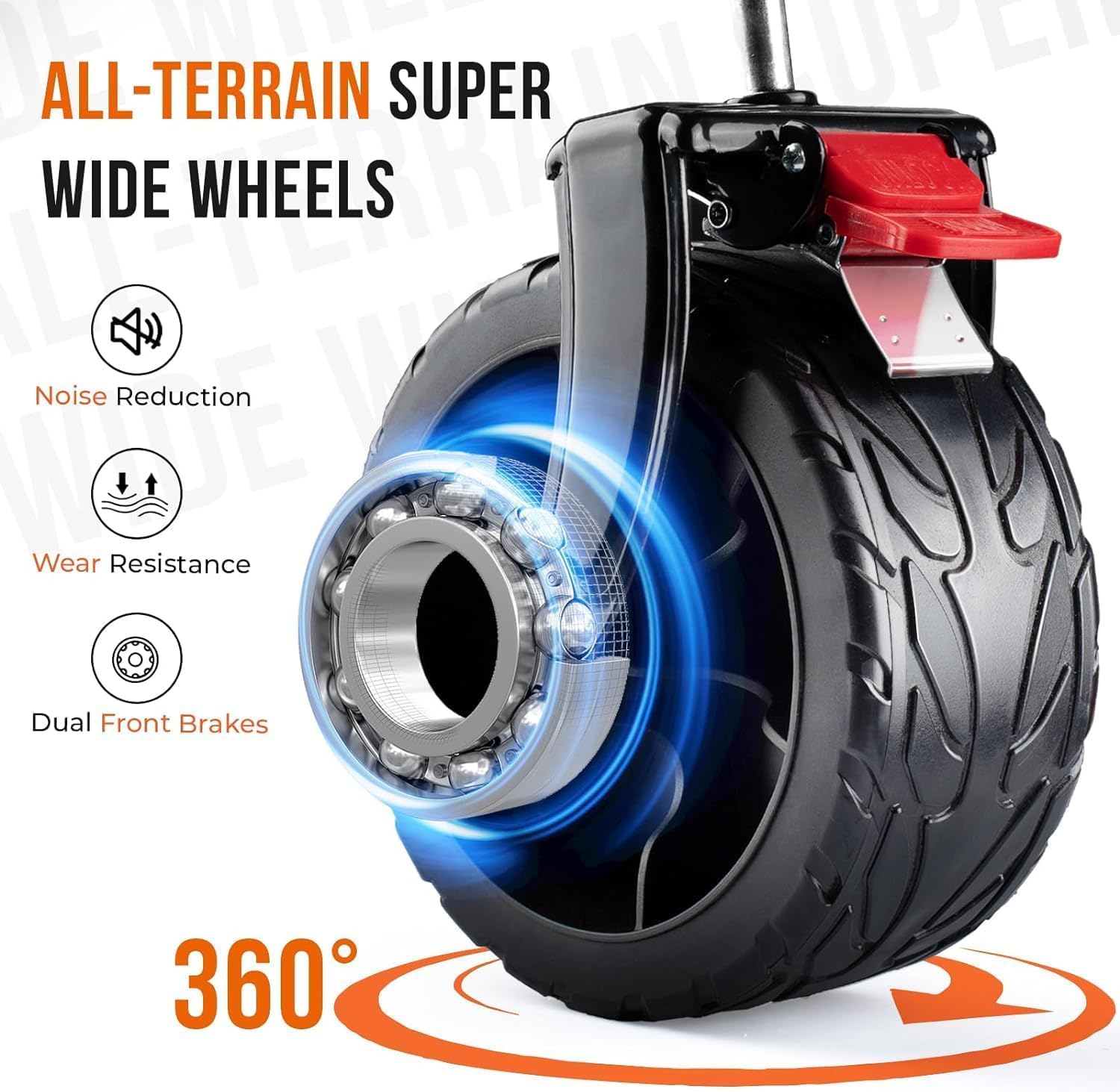 Overmont 150kg Festival Camping Trolley on Wheels – Heavy Duty Folding Wagon Cart with Detachable All-Terrain Wheels, Brake, Adjustable Handle, Portable for Outdoor, Beach, Garden & Shopping – Black - Image 4