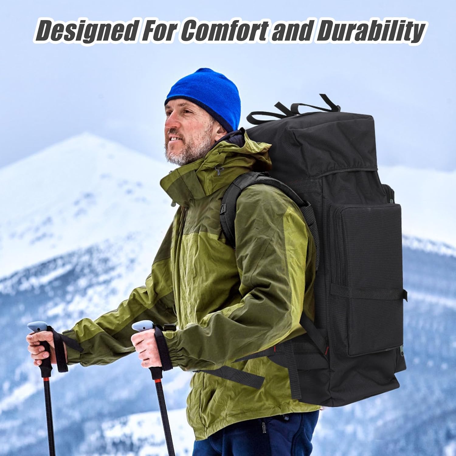 80L Hiking Backpack Large Rucksack for Men Women Waterproof Durable 80 Litre Camping Backpack Water Resistant Daypack Rucksack for Camping Cycling Climbing Walking Mountaineer Outdoor Sports - Image 7