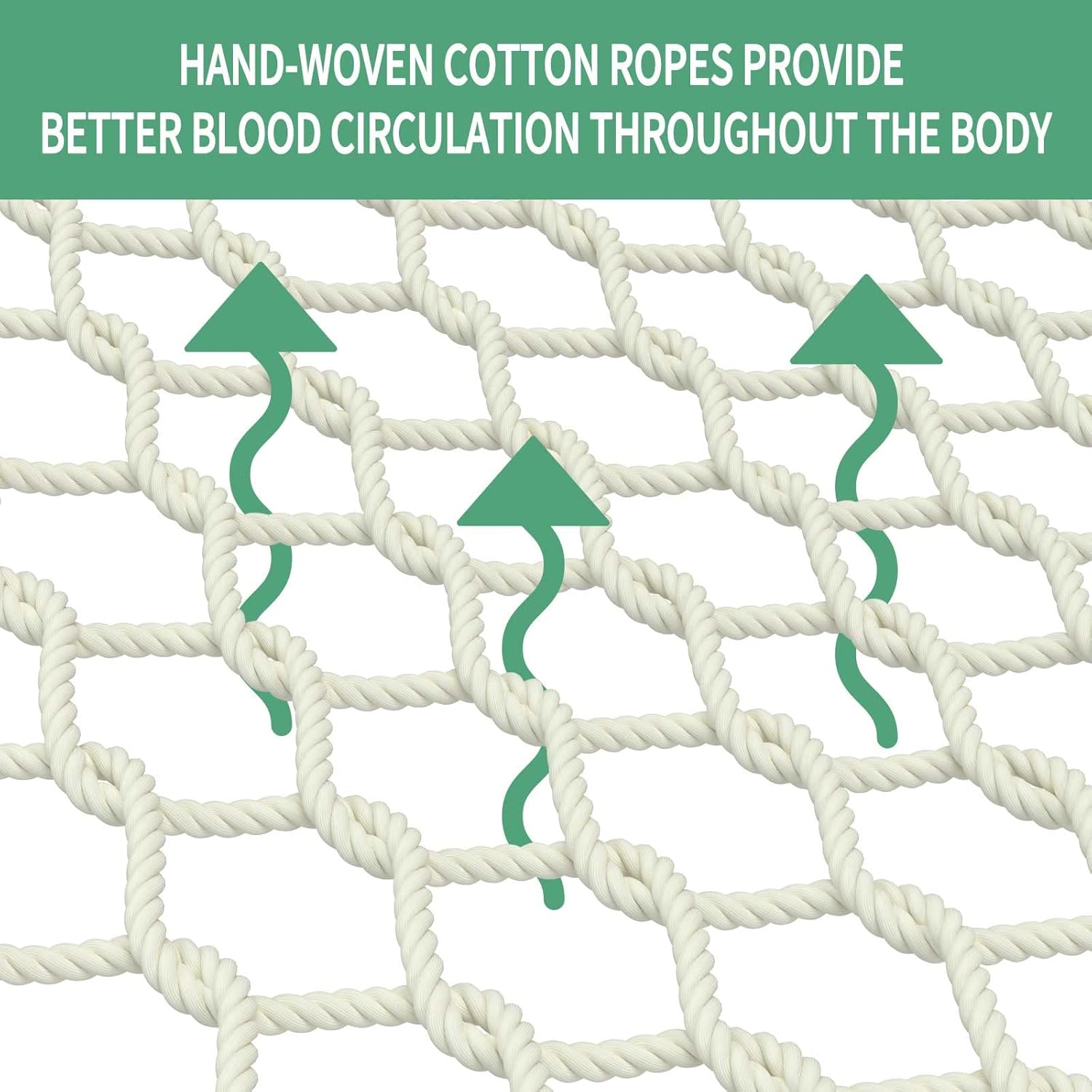 13FT Hammocks, Traditional Hand Woven Cotton Rope Hammock with Free Extension Chains for Outdoor Indoor Patio Yard 450 LSB Capacity for Two Person (Natural) - Image 7