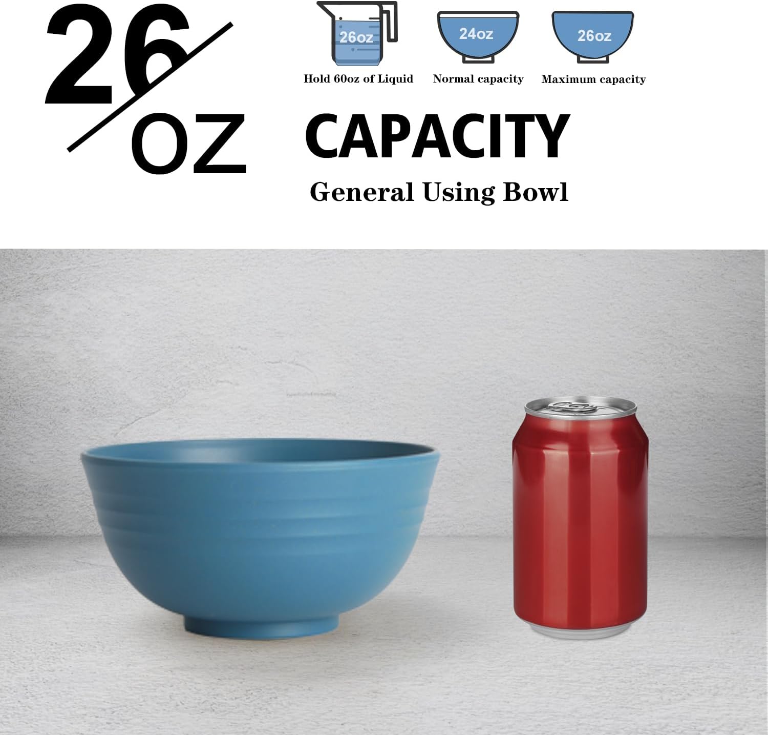 Wrova Reusable Plastic Bowl Sets 8 PCS Unbreakable Cereal Bowl 26 OZ Microwave and Dishwasher Safe Bowl Sets for Camping and Picnic Lightweight Kitchen Bowls for Serving Soup, Oatmeal and Fruit-Multi - Image 3