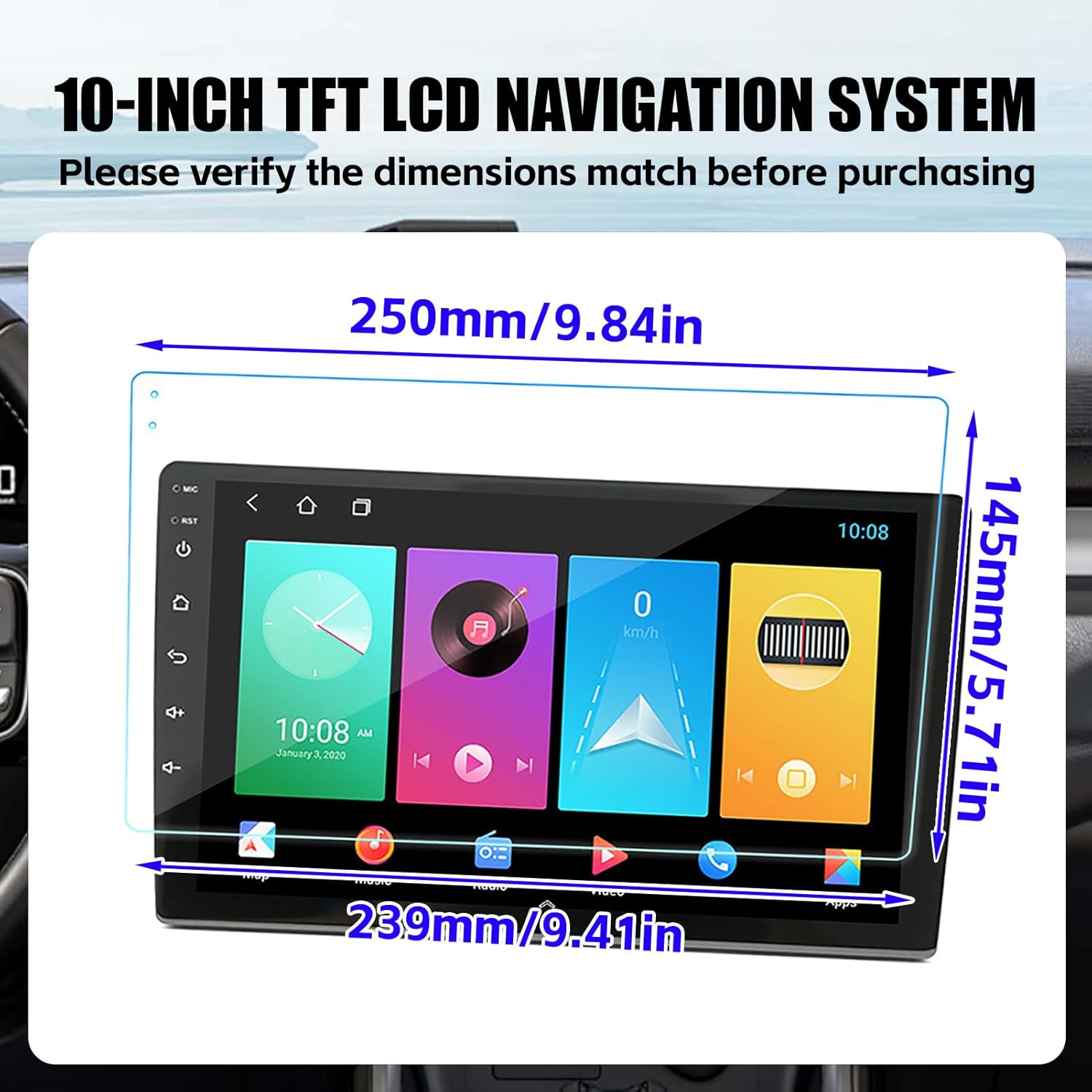 Navigation Screen Protector Anti Glare Anti Fingerprint Central Control Navigation Tempered Film with Cleaning Kit GPS Navi Film Shockproof 10Inch - Image 2