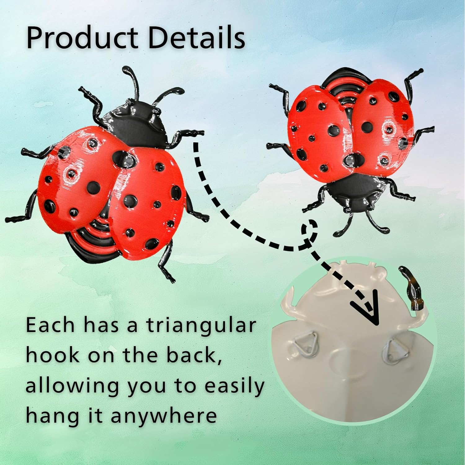 Zyomiol 3 Pcs Garden Wall Art Decor Outdoor, 3D Rustproof Wrought Iron Colourful Wall Sculptures, Hanging Metal Butterfly Bee Ladybird Insect Decorations for Backyard Balcony Indoor Living Room - Image 5