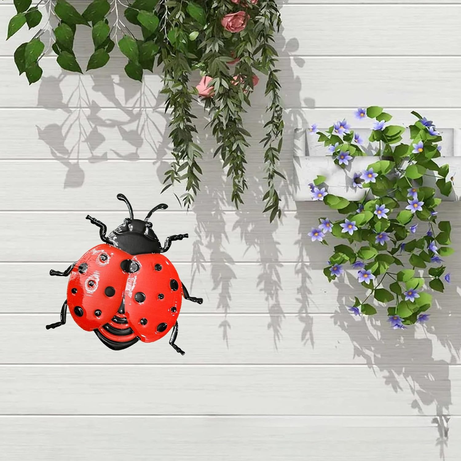 Zyomiol 3 Pcs Garden Wall Art Decor Outdoor, 3D Rustproof Wrought Iron Colourful Wall Sculptures, Hanging Metal Butterfly Bee Ladybird Insect Decorations for Backyard Balcony Indoor Living Room - Image 7
