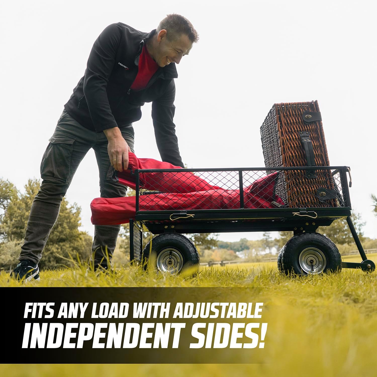 MoverX 250KG Garden Trolley, Heavy Duty Trolley, Garden Cart, Gardening Trolly On Wheels, 4 Wheel Outdoor Truck, Festival, Camping, Fishing, Beach Wagon, Liner in Black - Image 5