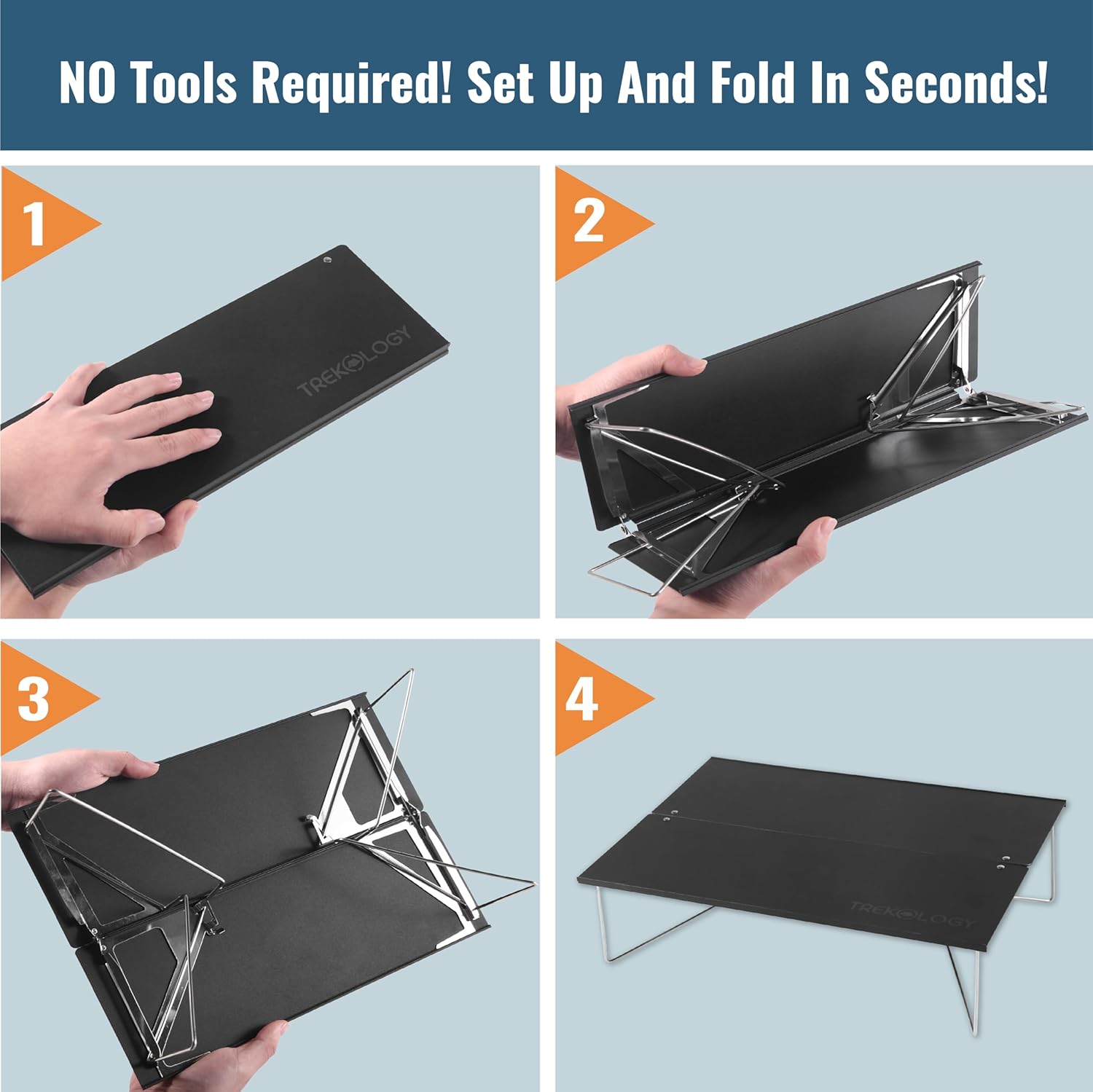 TREKOLOGY TALU Mini Camping Table – Compact, Portable, Folding Camp Table for Hiking, Backpacking, Beach, and Outdoor Use (Black) - Image 3