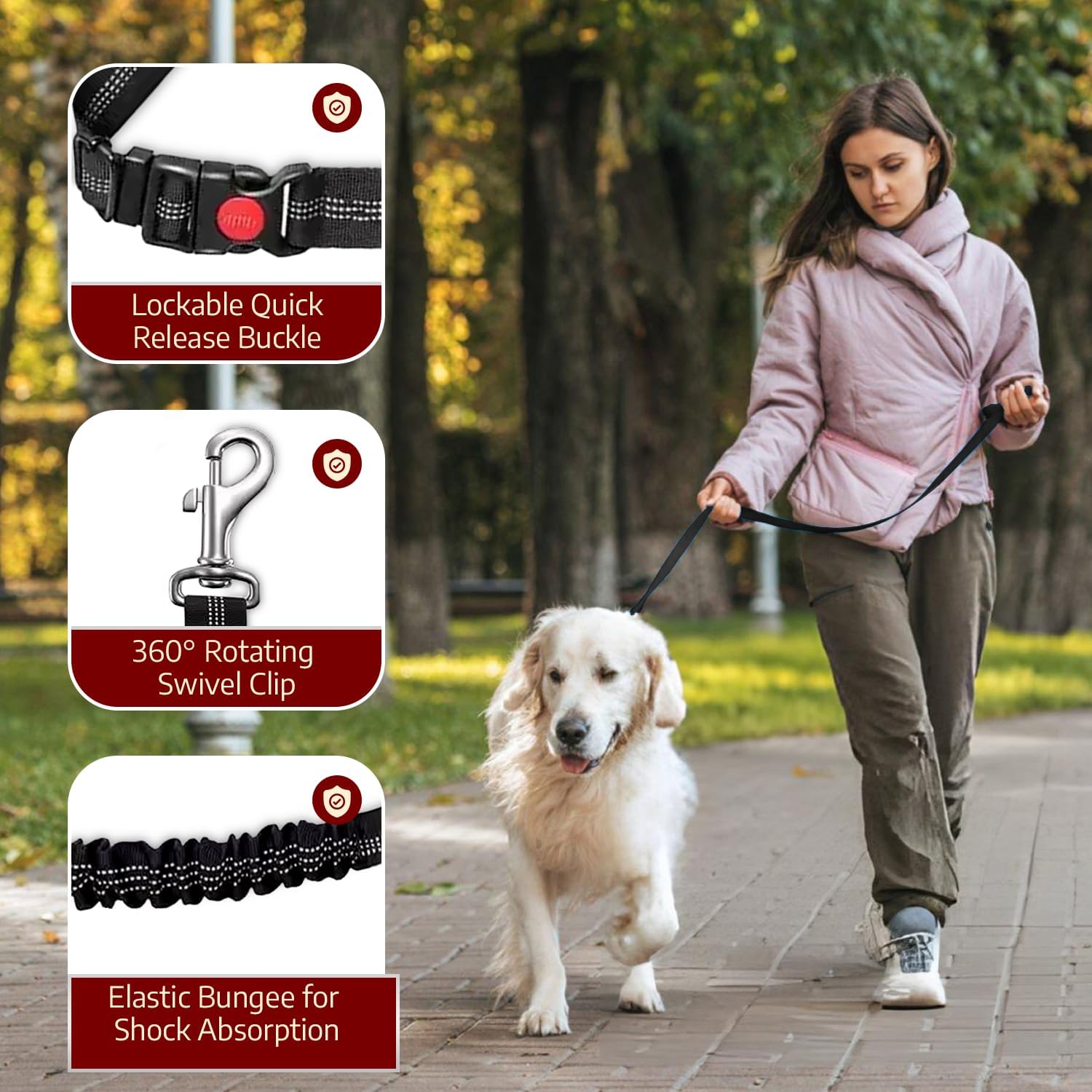 Dog Seat Belts For Cars Uk Headrest Dog Car Seat Belt Adjustable Car Harness Pet Dogs Safety Seatbelt Anti Shock Elastic Puppy Restraint Strong Leash Leads For Dogs Pets Safety (BLACK) - Image 8