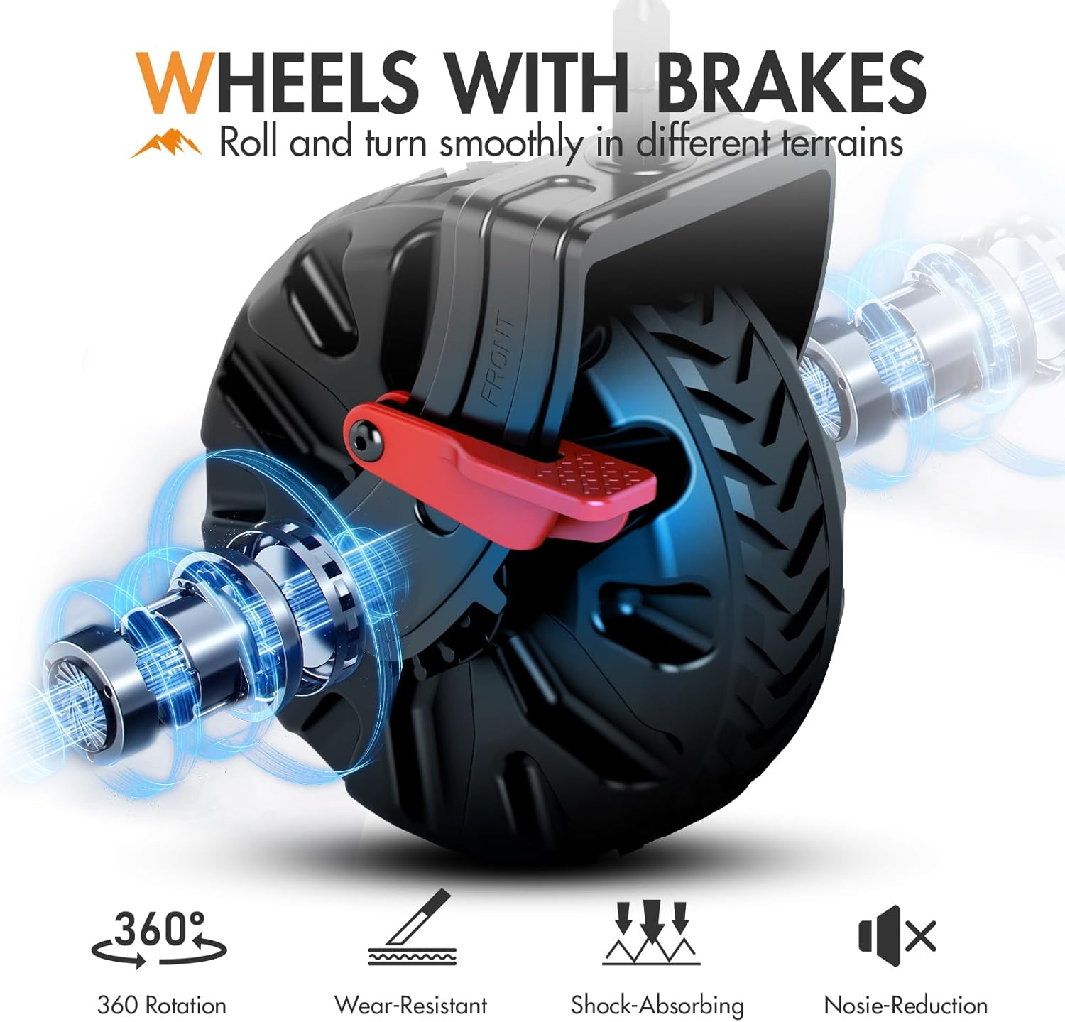 Portal Beach Trolley on Wheels for Sand with Brakes All Terrain Big Wheels Festival Camping Trolley Folding Beach Wagon Garden Trolley Supports 110kg Heavy Duty Collapsible - Image 3