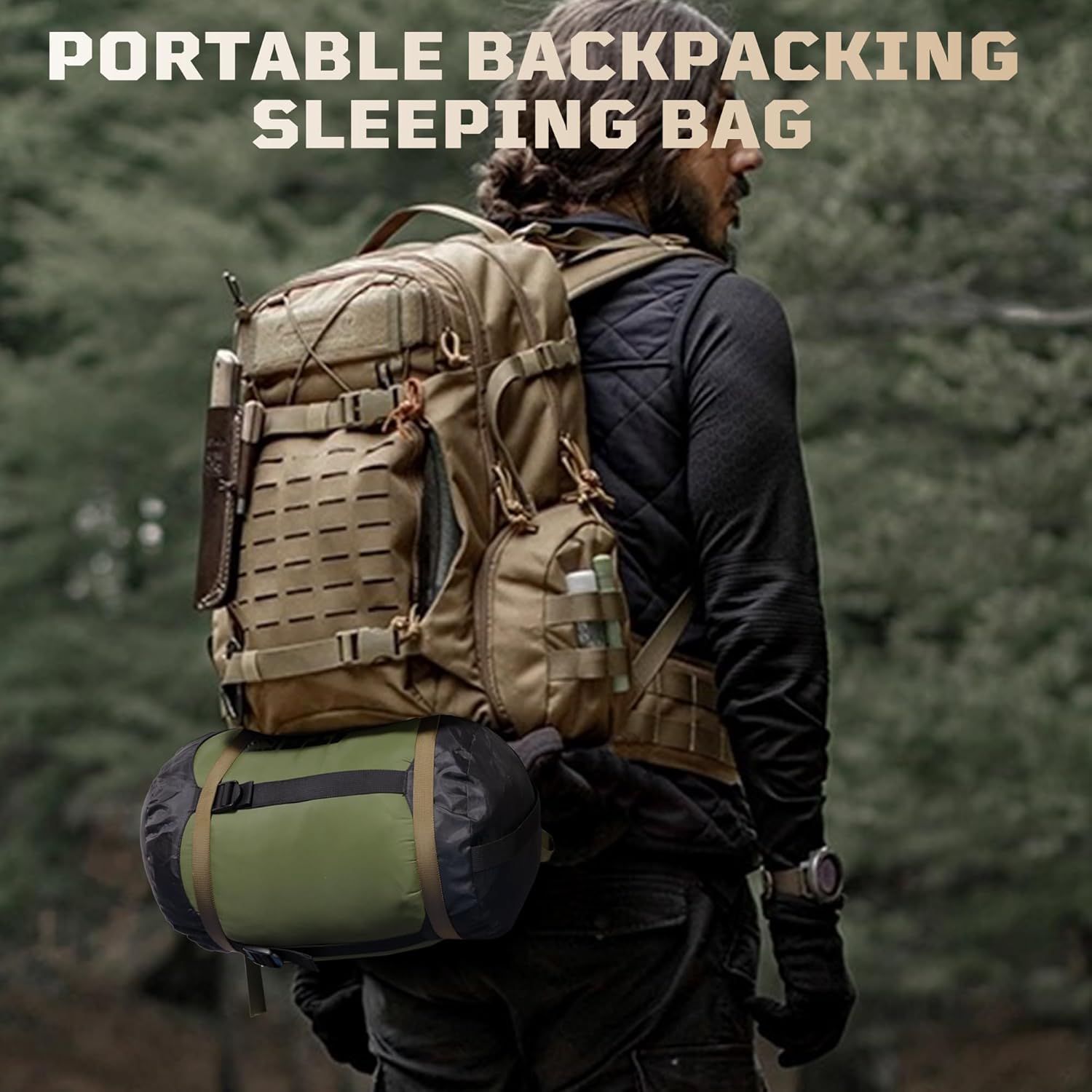 4 Season Cold Weather Sleeping Bag for Adults - Fits up to 185cm (6'1") Mummy Sleeping Bag, Ultralight 1.7kg, Windproof, Comfort Range -4°C to 2°C for Camping & Hiking - Image 9