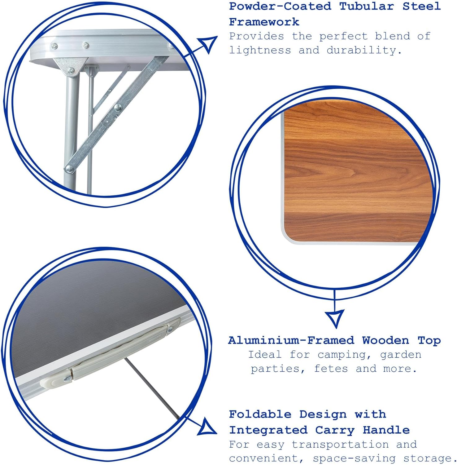 Harbour Housewares Folding Table - 80cm x 60cm - Black - Small Metal Trestle Tables Foldable Portable Side Table for Indoor, Outdoor, Garden, BBQ, Pinic, Dining, Camping - Image 3