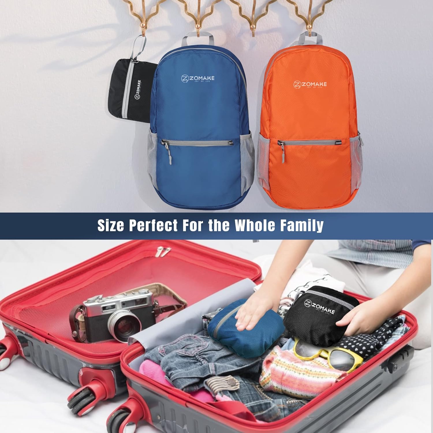 ZOMAKE Lightweight Foldable Backpack, Packable Rucksack 20L Folding Small Back Pack Foldaway Ultralight Daypack for Women Men Walking Hiking Travel - Image 5