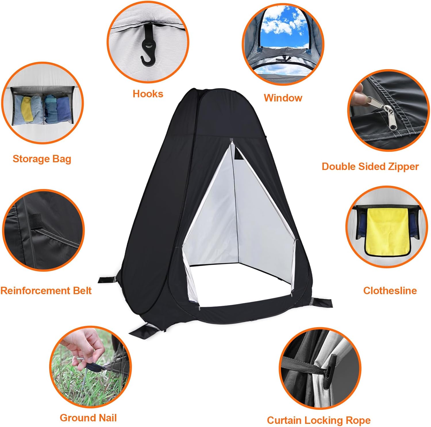 213×150×150cm Extra large Pop Up Toilet Privacy Tent for Camping, Portable Shower Tent for Outdoor Changing Dressing, Caravan, Fishing Sunshade, Beach Dressing Changing Room with Carrying Zippered Bag - Image 3