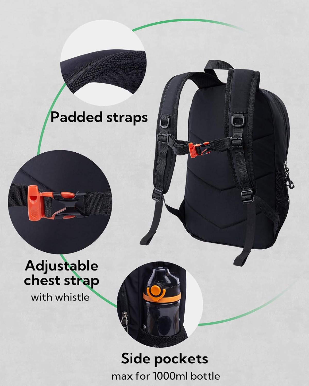 Waterfly Small Hiking Backpack 12L: Mini Lightweight Sport Rucksack with Chest Strap Daypack Compact Day Bag for Outdoor Travel Walking Camping Cycling Climbing Women Men Teenagers - Image 4