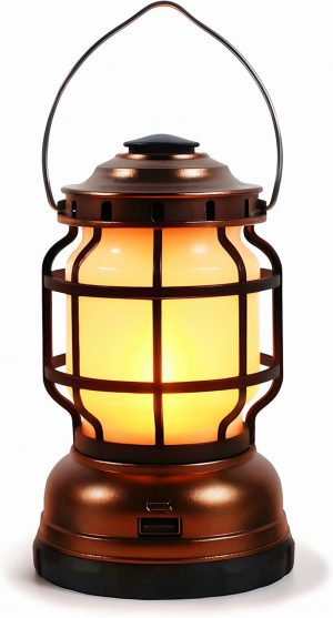 Vintage LED Camping Lantern, 2 Mode...