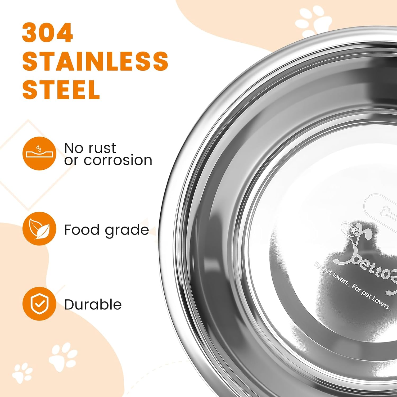 PETTOM 2 Pack Dog Bowls (860ML), Stainless Steel Dog Bowls with Nonslip Silicone Bottom, Pet Feeding Bowls for Cat, Pups-Food and Water Bowls for Small Medium Dogs - Image 4