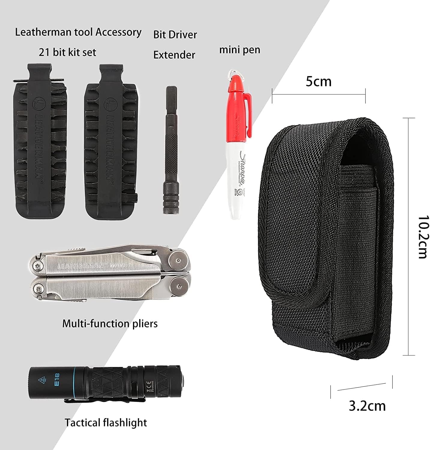 Multitool Sheath,Multitool Sheath for Belt, EDC Pouch for Pens, Flashlights, Folding Knives, 5" Tactical Organizer for Multitools, Pocket Knife Holder, Tool Belt Pouch, Unusual Gifts for Men Dad Him - Image 3