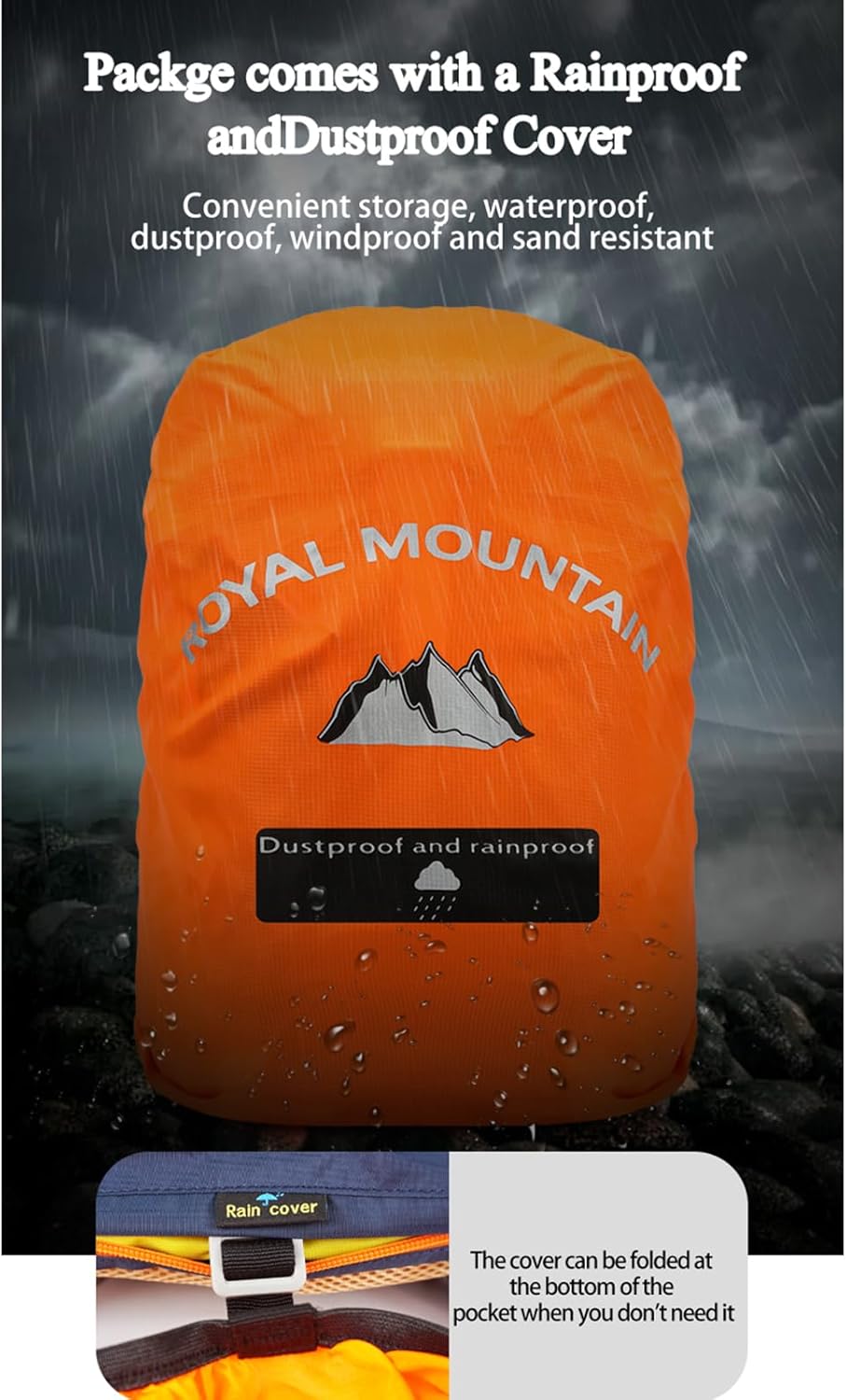 Lightweight Hiking Backpack, 30L Women/Men Waterproof Travel Rucksack Bag with Rain Cover, Outdoor Small Foldable Daypack for Student, Fit for 15.6 inch Laptop - Image 6