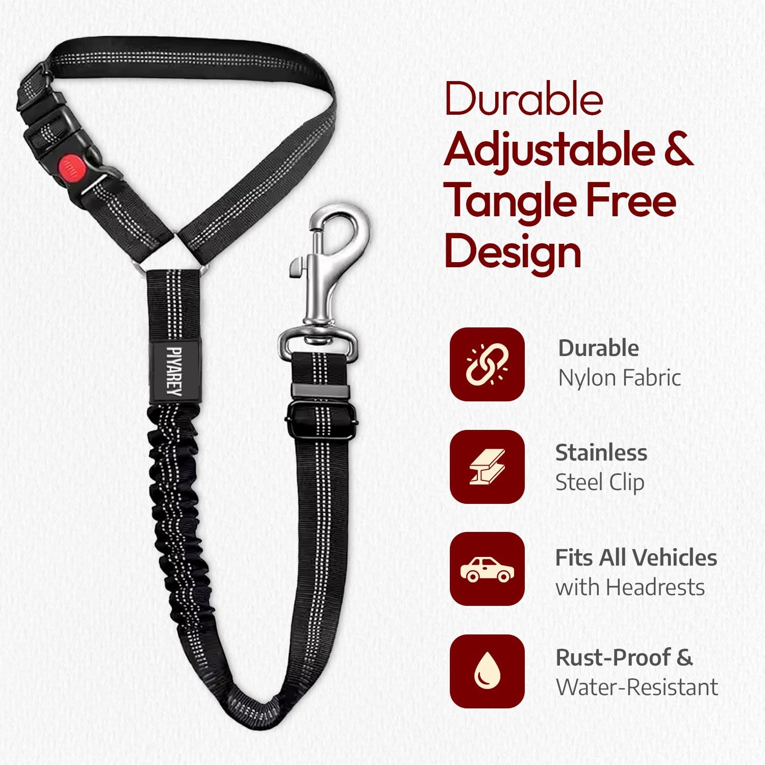 Dog Seat Belts For Cars Uk Headrest Dog Car Seat Belt Adjustable Car Harness Pet Dogs Safety Seatbelt Anti Shock Elastic Puppy Restraint Strong Leash Leads For Dogs Pets Safety (BLACK) - Image 2