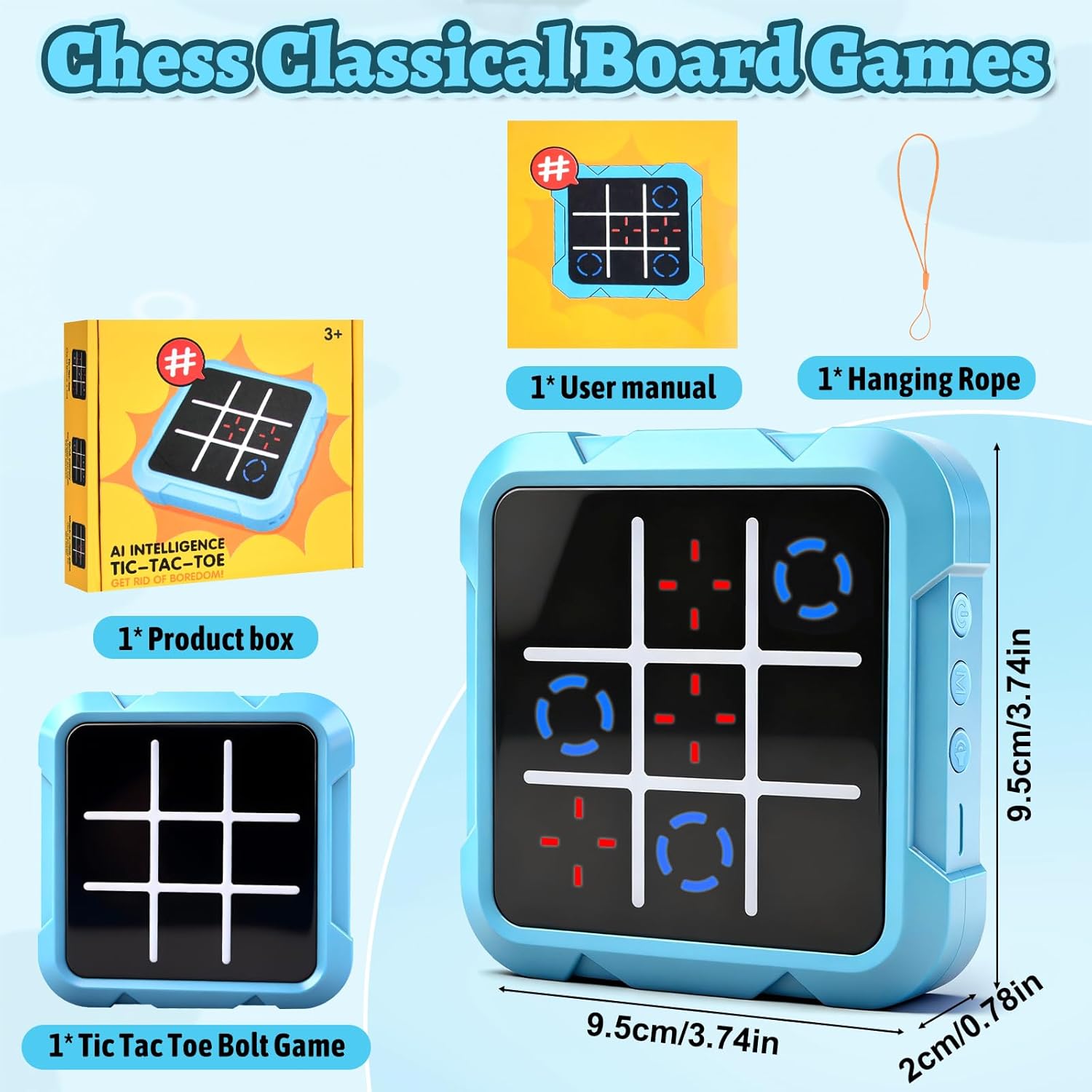Tic Tac Toe Game, 4-in-1 Noughts and Crosses Game, Electronic Tic Tac Toe Games, Portable Travel Games Fidgets Toy, Handheld Puzzle for Family Kids Adults - Image 5