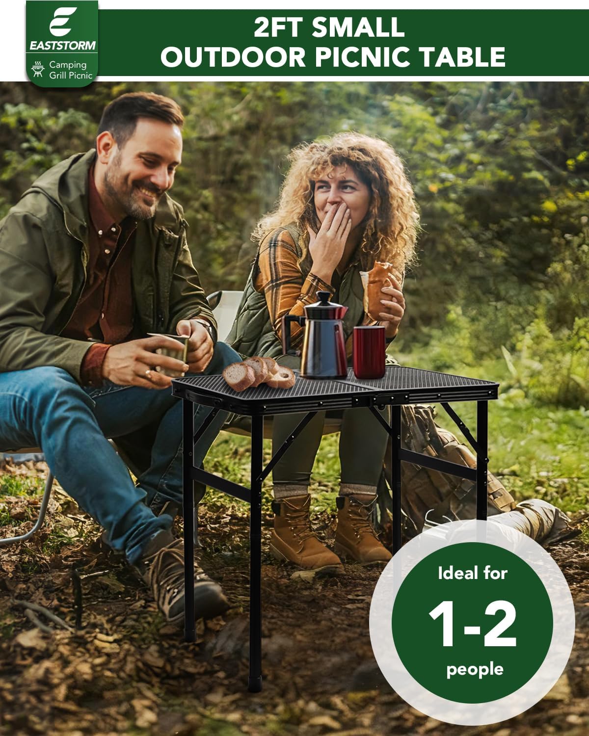 2ft Portable Camping Table, 2 Adjustable Heights Mesh Small Folding Table (23.6''x 15.7'') – Lightweight Outdoor Cooking & Dining Table for Camping,Fishing, Garden, Patio, Beach & Festivals - Image 4