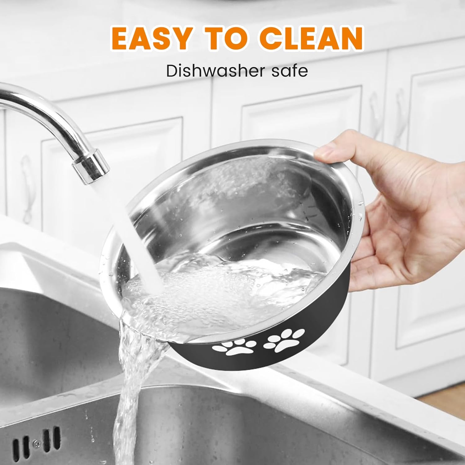 PETTOM 2 Pack Dog Bowls (860ML), Stainless Steel Dog Bowls with Nonslip Silicone Bottom, Pet Feeding Bowls for Cat, Pups-Food and Water Bowls for Small Medium Dogs - Image 7