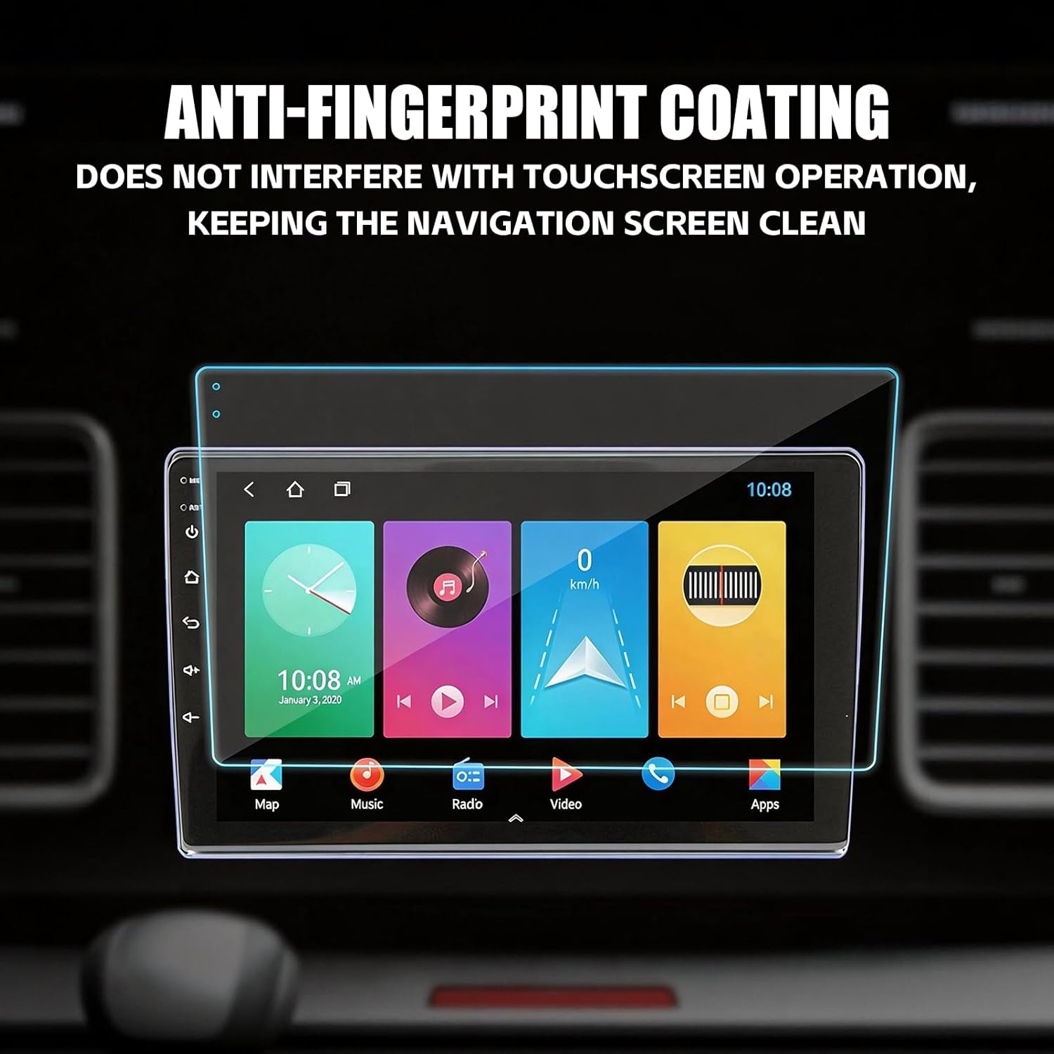 Navigation Screen Protector Anti Glare Anti Fingerprint Central Control Navigation Tempered Film with Cleaning Kit GPS Navi Film Shockproof 10Inch - Image 3