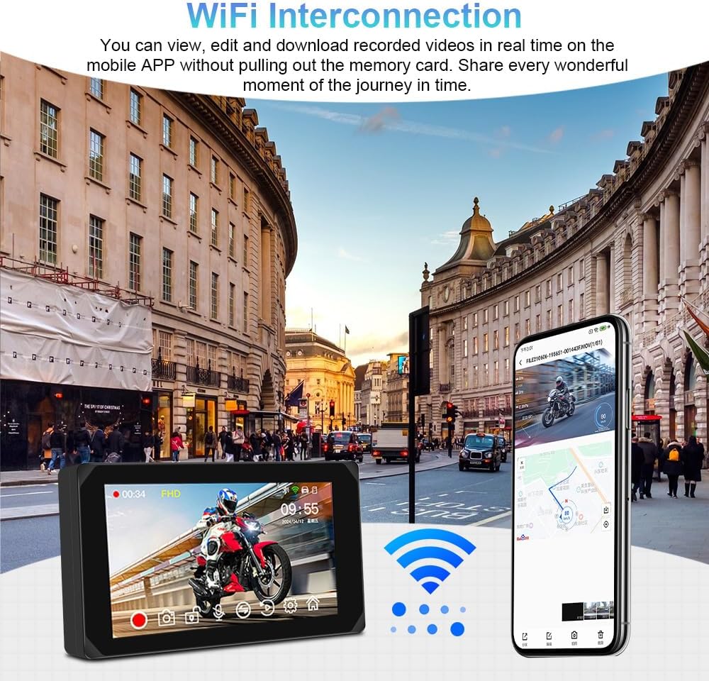 VSYSTO Motorcycle Carplay Screen, Wireless Carplay and Android Auto, GPS Navigation, Tire Pressure Sensors, WiFi 5 Inch Touchscreen HD 1080P Front and Rear Camera Motorcycle Dash Camera DVR (5inch) - Image 8