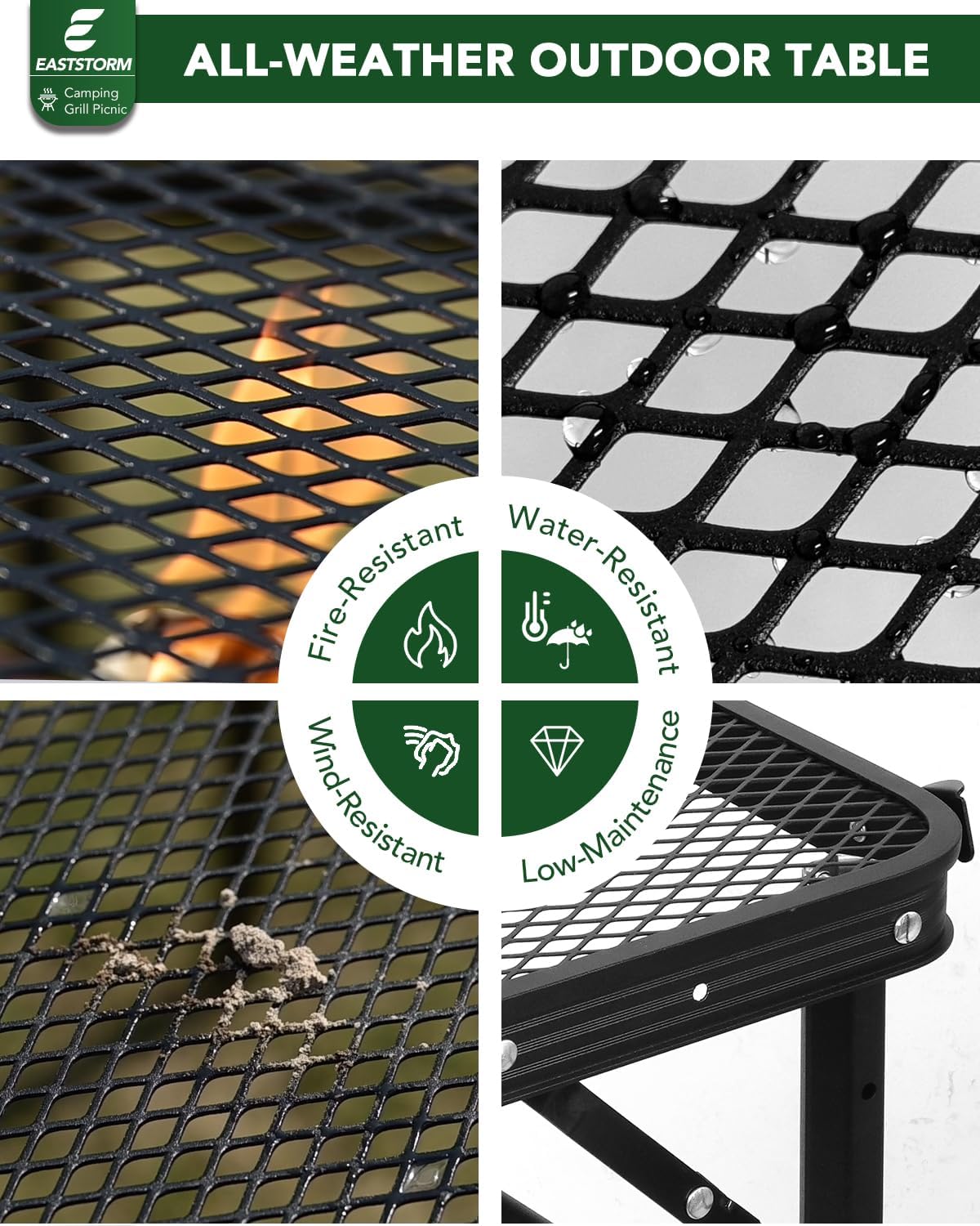 2ft Portable Camping Table, 2 Adjustable Heights Mesh Small Folding Table (23.6''x 15.7'') – Lightweight Outdoor Cooking & Dining Table for Camping,Fishing, Garden, Patio, Beach & Festivals - Image 5