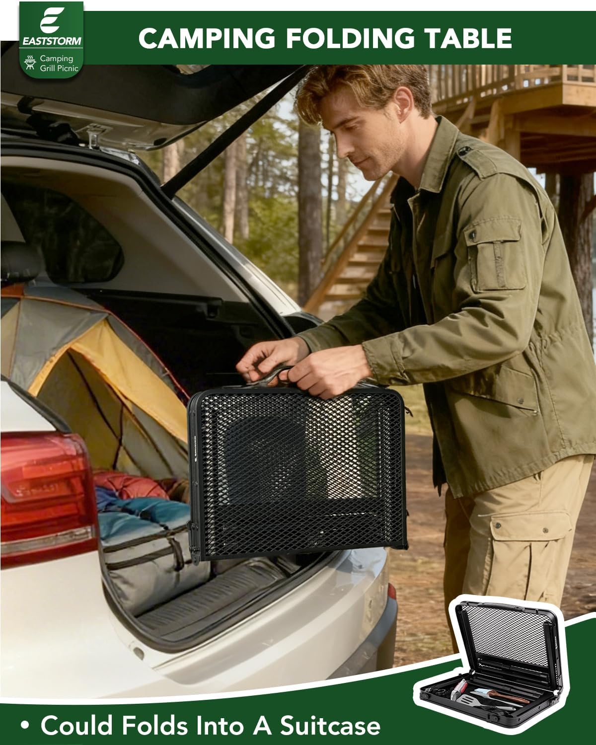 2ft Portable Camping Table, 2 Adjustable Heights Mesh Small Folding Table (23.6''x 15.7'') – Lightweight Outdoor Cooking & Dining Table for Camping,Fishing, Garden, Patio, Beach & Festivals - Image 6