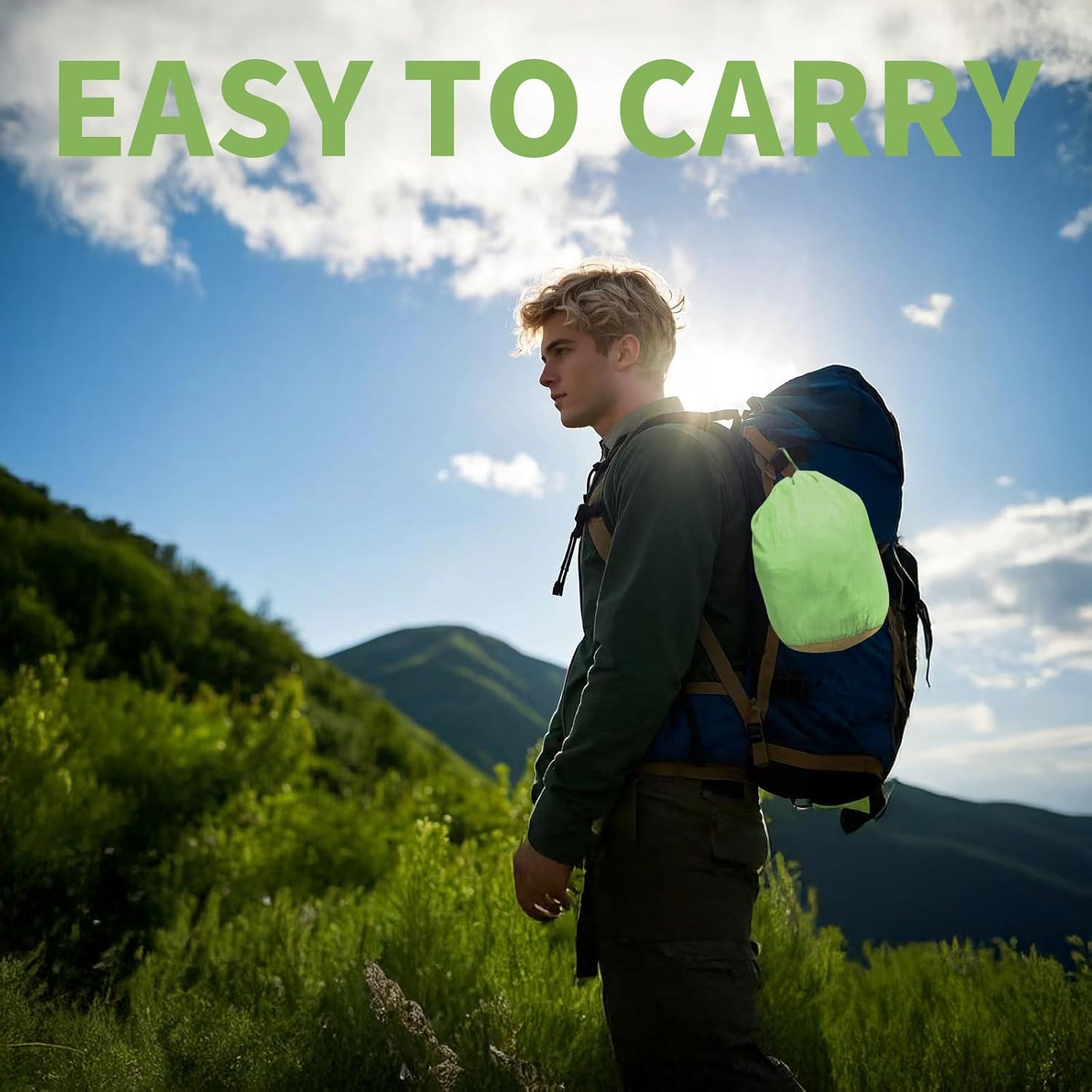 Camping Hammock – Ultra-Light Portable Hammock with 300kg Load Capacity, Parachute Nylon Garden Hammocks for Outdoor & Indoor, Includes 2 Carabiners & 2 Nylon Slings, Compact Travel Hammocks, Green - Image 7