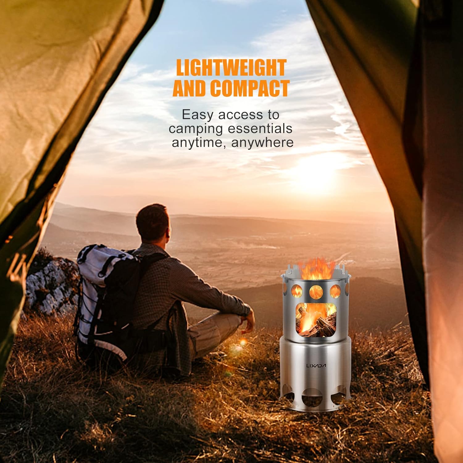 Lixada Camping Stove Stainless Steel Lightweight Wood Stove Alcohol Stove Burner for Portable Outdoor Camping Cooking Picnic BBQ - Image 9