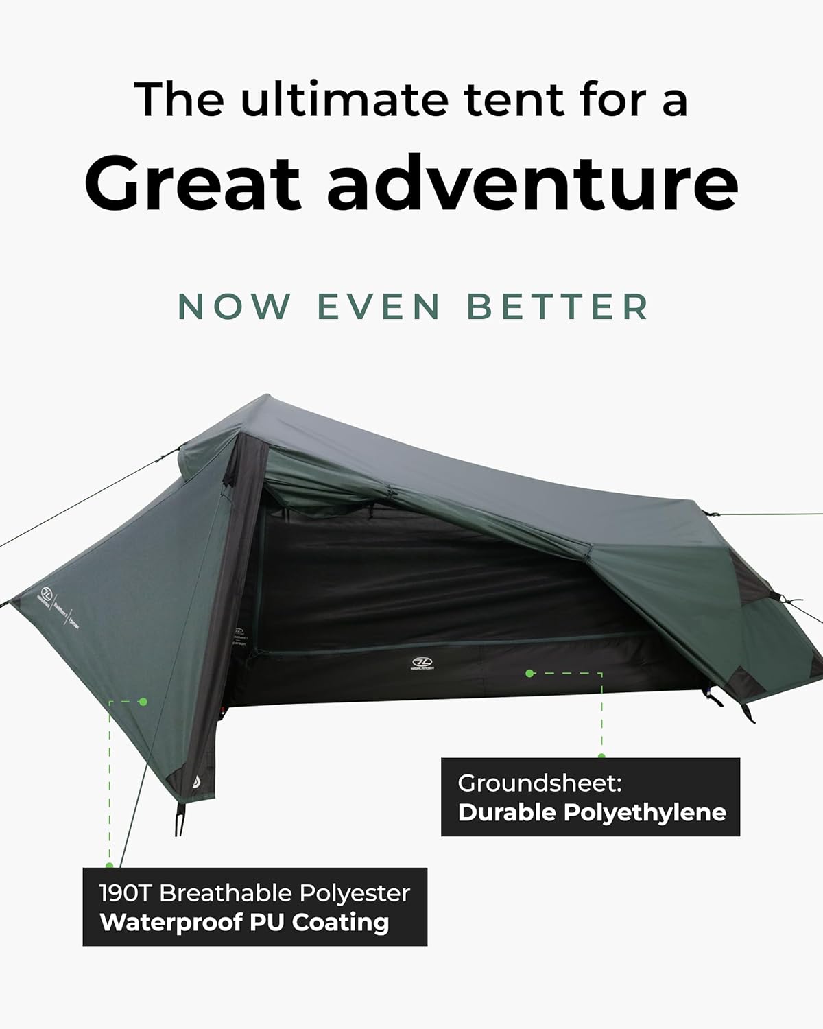 Highlander Blackthorn 1 Person Tent – Lightweight & Waterproof. 4 Season Tent for 1 Person. Quick And Easy Pitch Ultra Low-Profile for Hiking, Fishing, Cyclists & Backpacking - Image 2