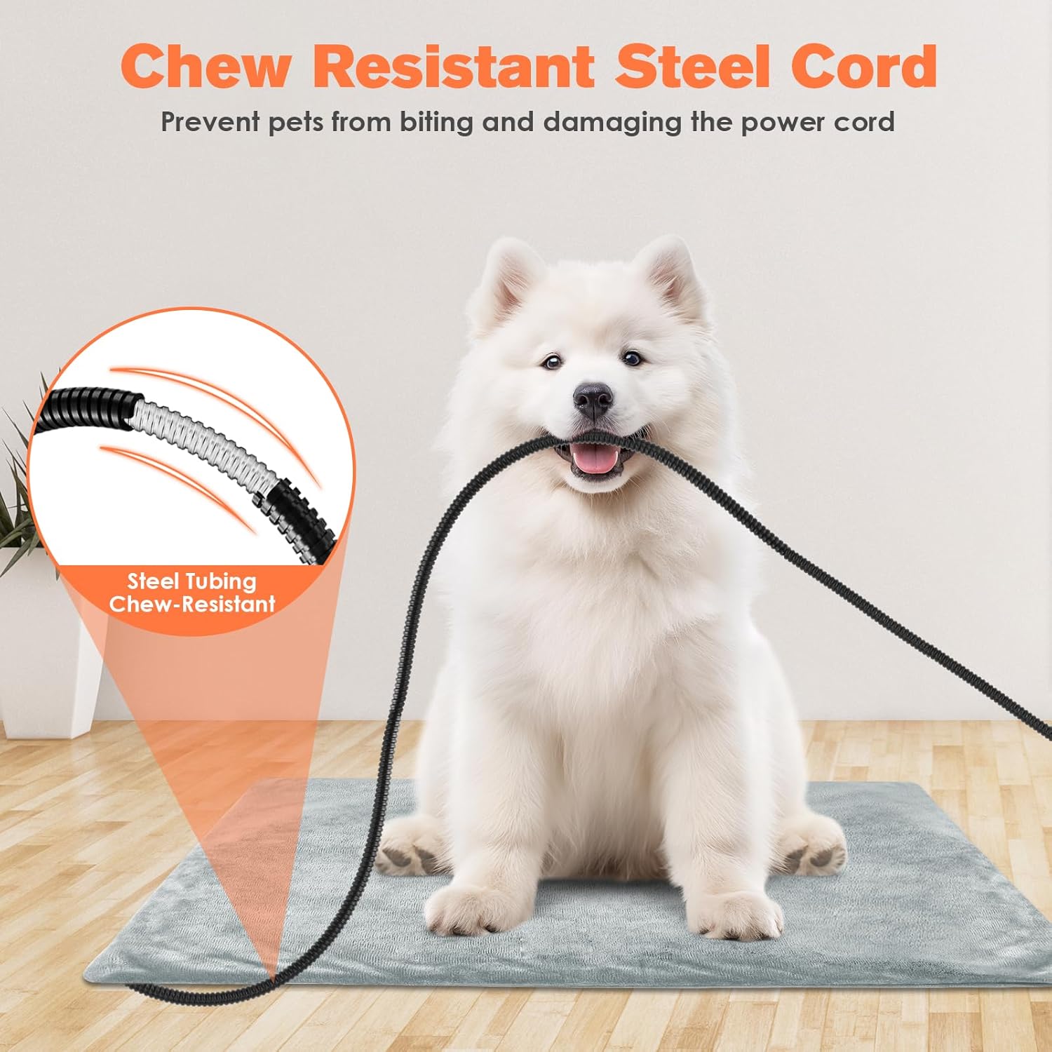 Pet Heating Pad, Adjustable Dog Heating Pad with 4-Level Timer and 30-55℃ Temperature, Cats Indoor Heating Blanket for Puppies with Chew Resistant Cord, Electric Pet Heated Mat(M-45 * 45cm) - Image 5