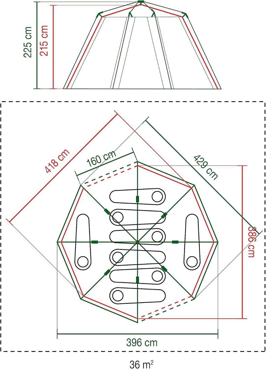 Coleman Tent Octagon, 6 Man Festival Dome Tent, 6 Person Family Camping Tent with 360° Panoramic View, Stable Steel Pole Construction, Sewn-in Groundsheet, 100 Percent Waterproof - Image 6
