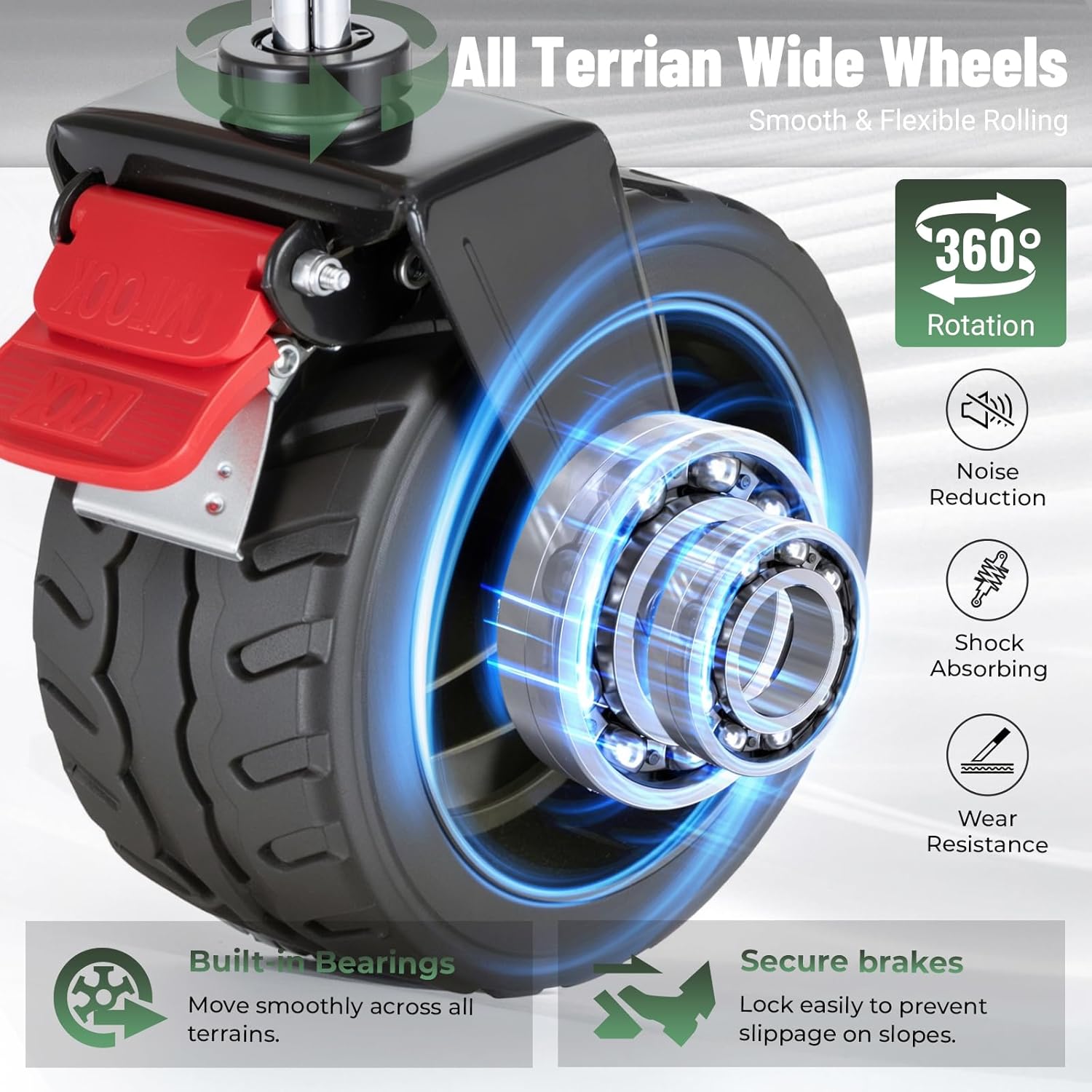 Overmont 200L Folding Festival Trolley on Wheels – 150kg heavy duty Portable Camping Cart, beach wagon with Adjustable Handle & Wide Wheels for Garden, Picnic, Outdoor, Fishing, Shopping – Green - Image 5