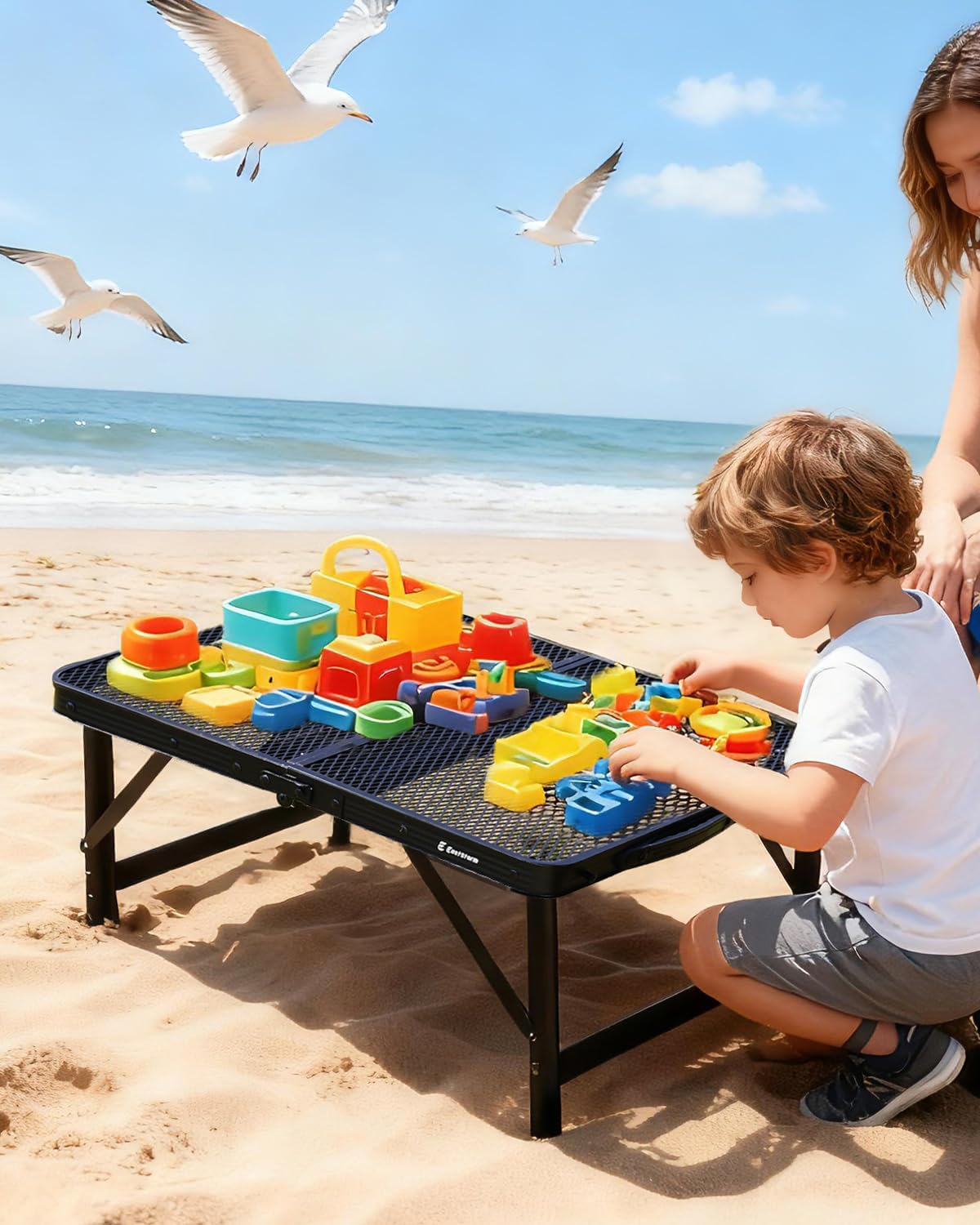 2ft Portable Camping Table, 2 Adjustable Heights Mesh Small Folding Table (23.6''x 15.7'') – Lightweight Outdoor Cooking & Dining Table for Camping,Fishing, Garden, Patio, Beach & Festivals - Image 2