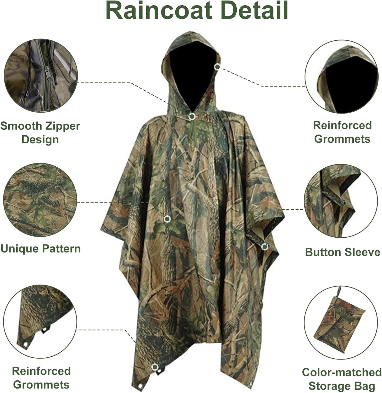 Waterproof Rain Cape Raincoat, Infreecs Rain Poncho for outdoor Camping Military cycling traveling, Hooded Rainwear with Emergency Grommet Corners for Shelter Use - Image 4
