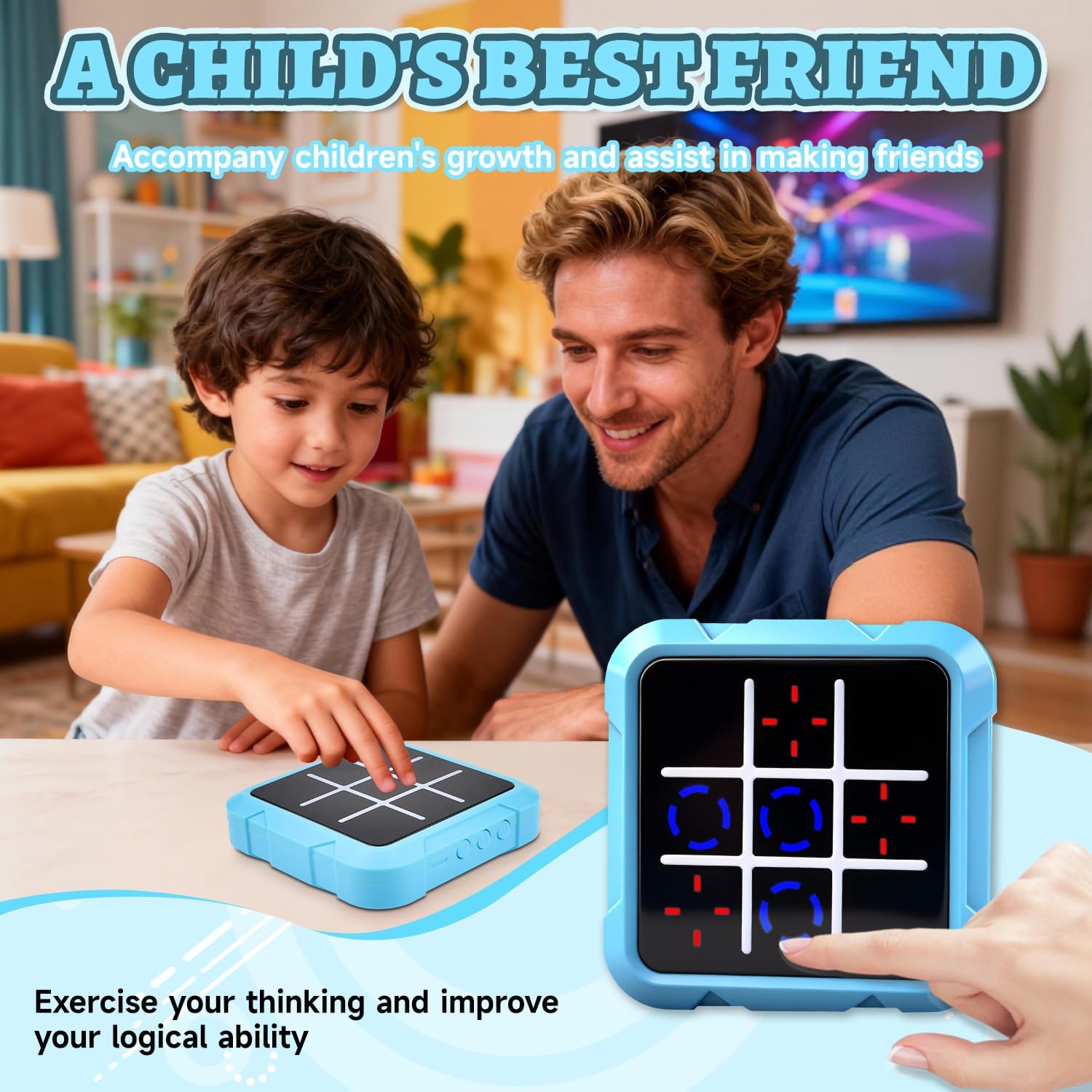 Tic Tac Toe Game, 4-in-1 Noughts and Crosses Game, Electronic Tic Tac Toe Games, Portable Travel Games Fidgets Toy, Handheld Puzzle for Family Kids Adults - Image 6