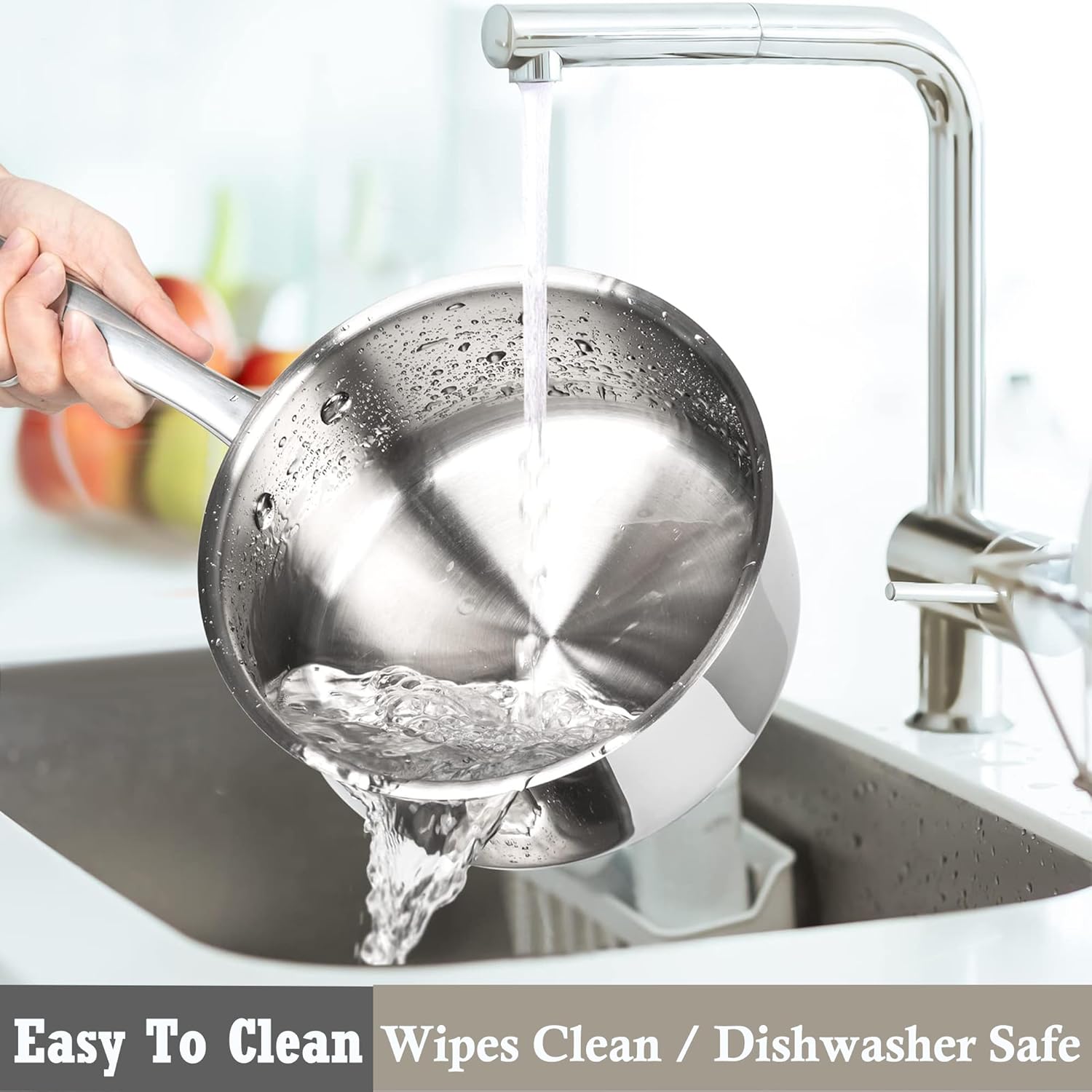 Stainless Steel pots and Pans Set, 6 PCS Nonstick Induction Kitchen Cookware Set, Works with Induction/Electric and Gas Cooktops, Nonstick, Oven Safe, Camping Cookware - Image 5