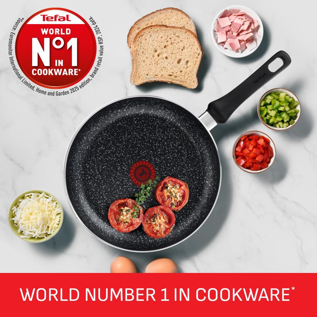 Tefal Origins Stone 5 Piece, Non-Stick, Pots & Pan Set, All Hobs Compatible Except Induction, (16/18/20CM Saucepans with Glass lids, 20/24CM Frying Pans) - Image 8