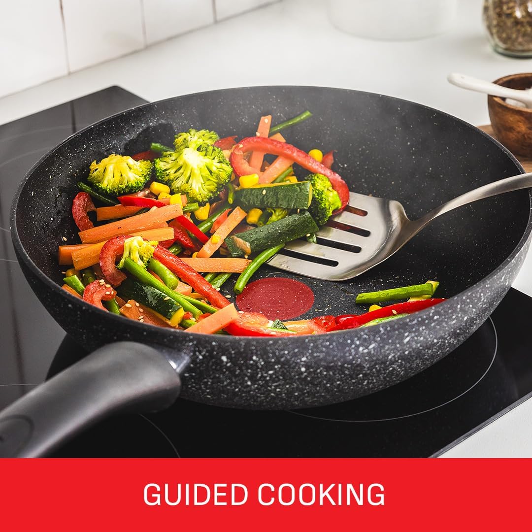 Tefal Origins Stone 5 Piece, Non-Stick, Pots & Pan Set, All Hobs Compatible Except Induction, (16/18/20CM Saucepans with Glass lids, 20/24CM Frying Pans) - Image 2