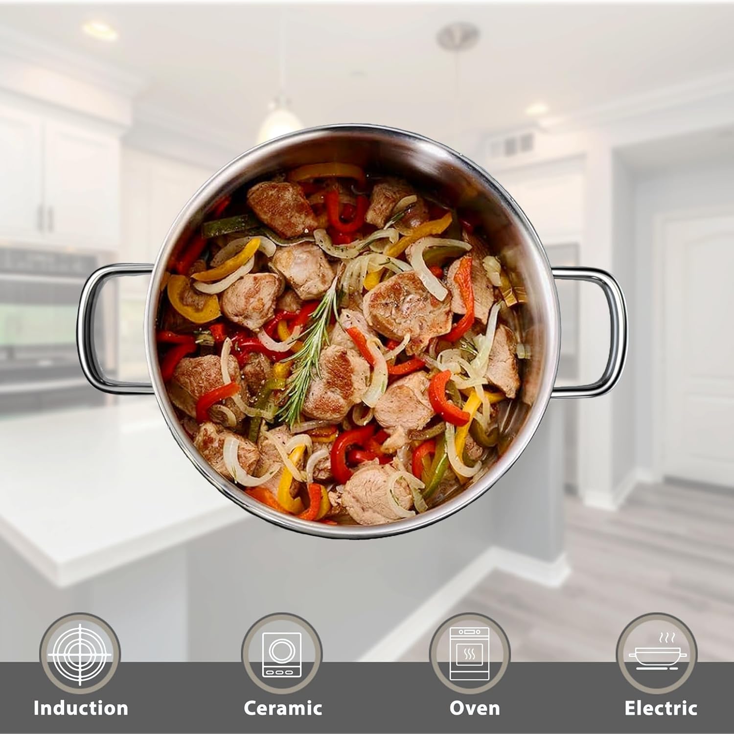 Stainless Steel pots and Pans Set, 6 PCS Nonstick Induction Kitchen Cookware Set, Works with Induction/Electric and Gas Cooktops, Nonstick, Oven Safe, Camping Cookware - Image 6