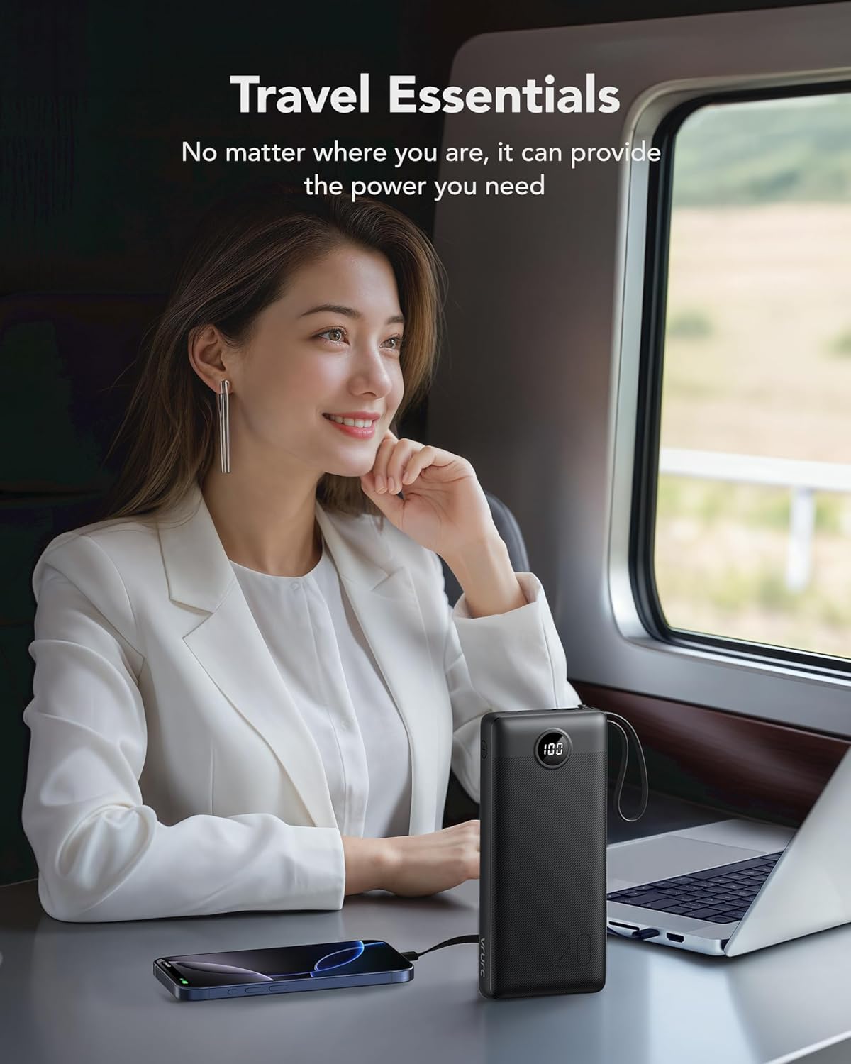 VRURC Portable Charger 20000mAh with Built in Fast Charging Cables,Power Bank PD 18W QC 3.0 Quick Charge USB C Battery Pack with 5 Outputs & 2 Inputs Compatible with Smart phones - Image 7