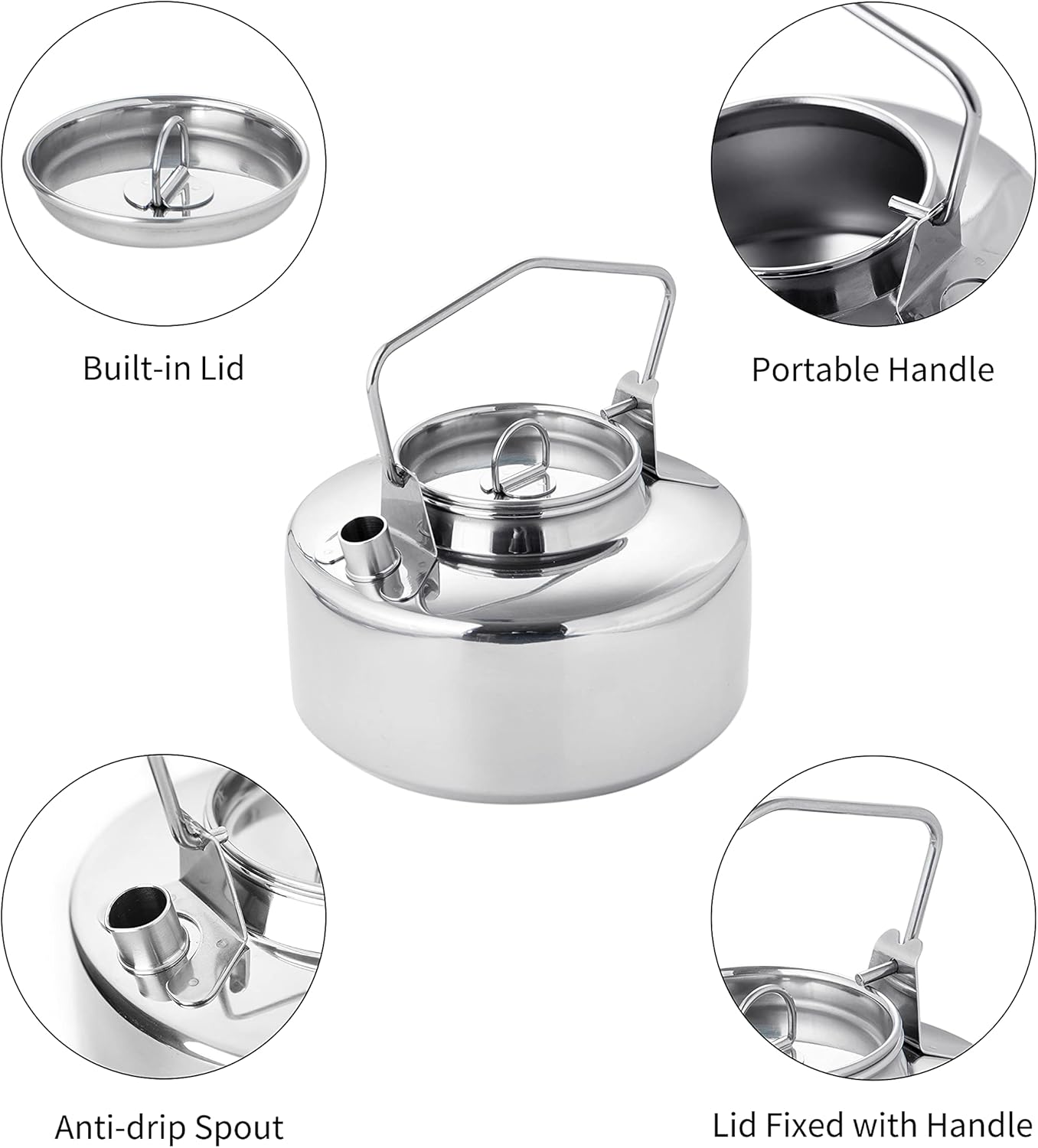 Fire Maple Antarcti Stainless Steel Kettle | 1.0 Liter Camp Kettle Great for Boiling Water, Tea, Coffee, Freeze-Dried Backpacking Meals | Portable for Camping Bushcraft and Travel - Image 3