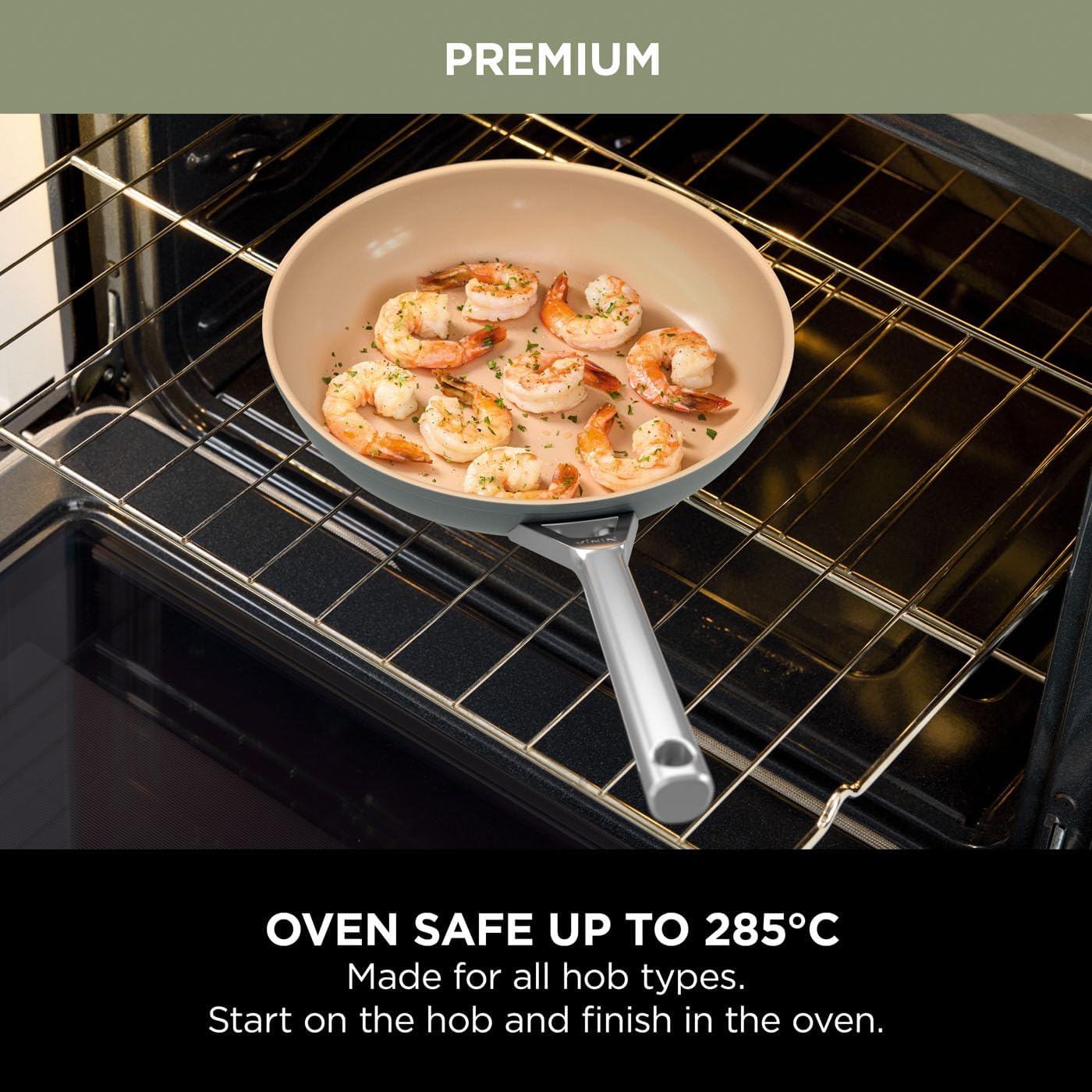 Ninja Extended Life 5-Piece Ceramic Cookware Set (20 & 24cm Frying Pans + 16, 18 & 20cm Saucepans & Lids), Non-Stick (No PFAs, PFOAs, Lead or Cadmium), Oven Safe 285°C, Terracotta/Grey, CW95000EUUKDB - Image 7