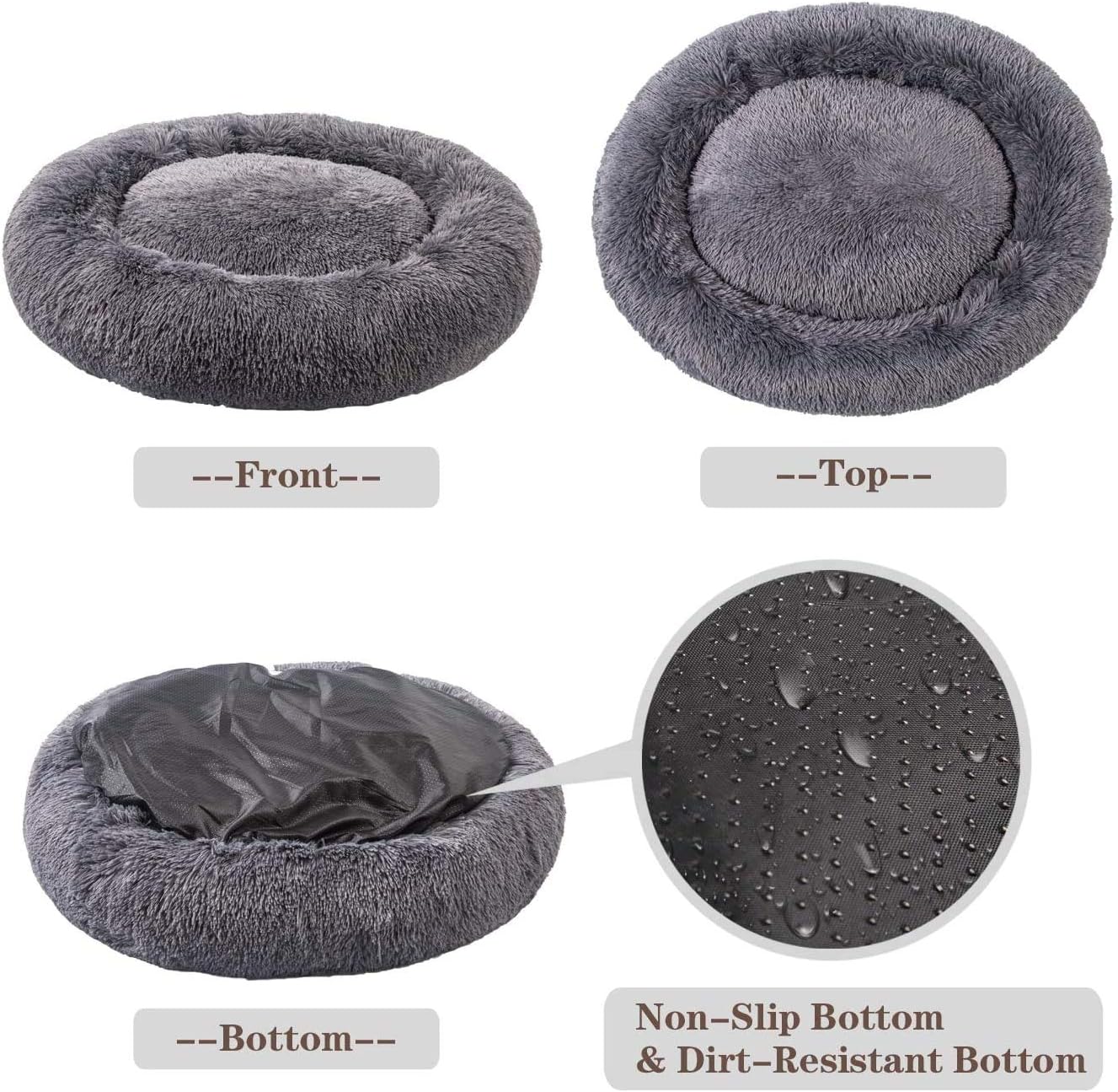 Mirkoo Calming Dog Bed, Faux Fur Pet Bed Self-Warming Donut Cuddler, Comfortable Round Plush Dog Beds for Dogs and Cats - Image 3