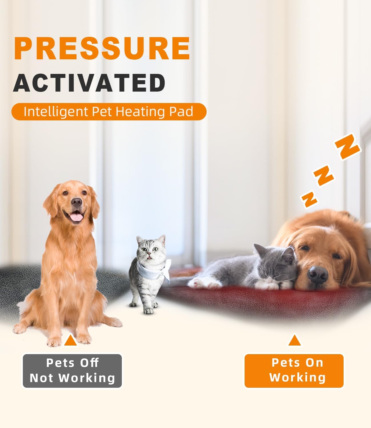 Dog Cat Heating Pad Pressure Activated Pet Heating Pad Safe Automatic Electric Heated Bed Mat for Indoor Pet, Warming Pad with Chew Resistant Cord, Adjustable Temperature, Waterproof Washable 18 X 22" - Image 2