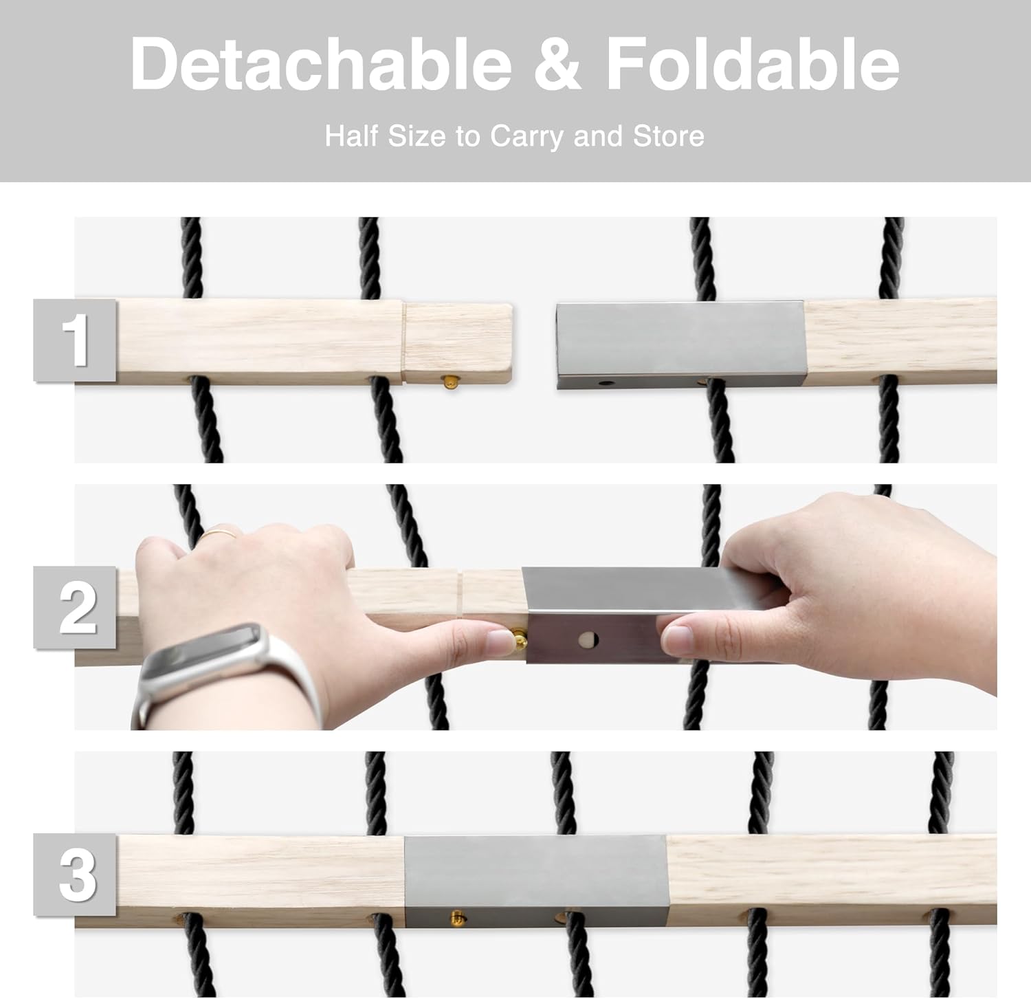 13FT Hammocks, Traditional Hand Woven Cotton Rope Hammock with Free Extension Chains for Outdoor Indoor Patio Yard 450 LSB Capacity for Two Person (Natural) - Image 3