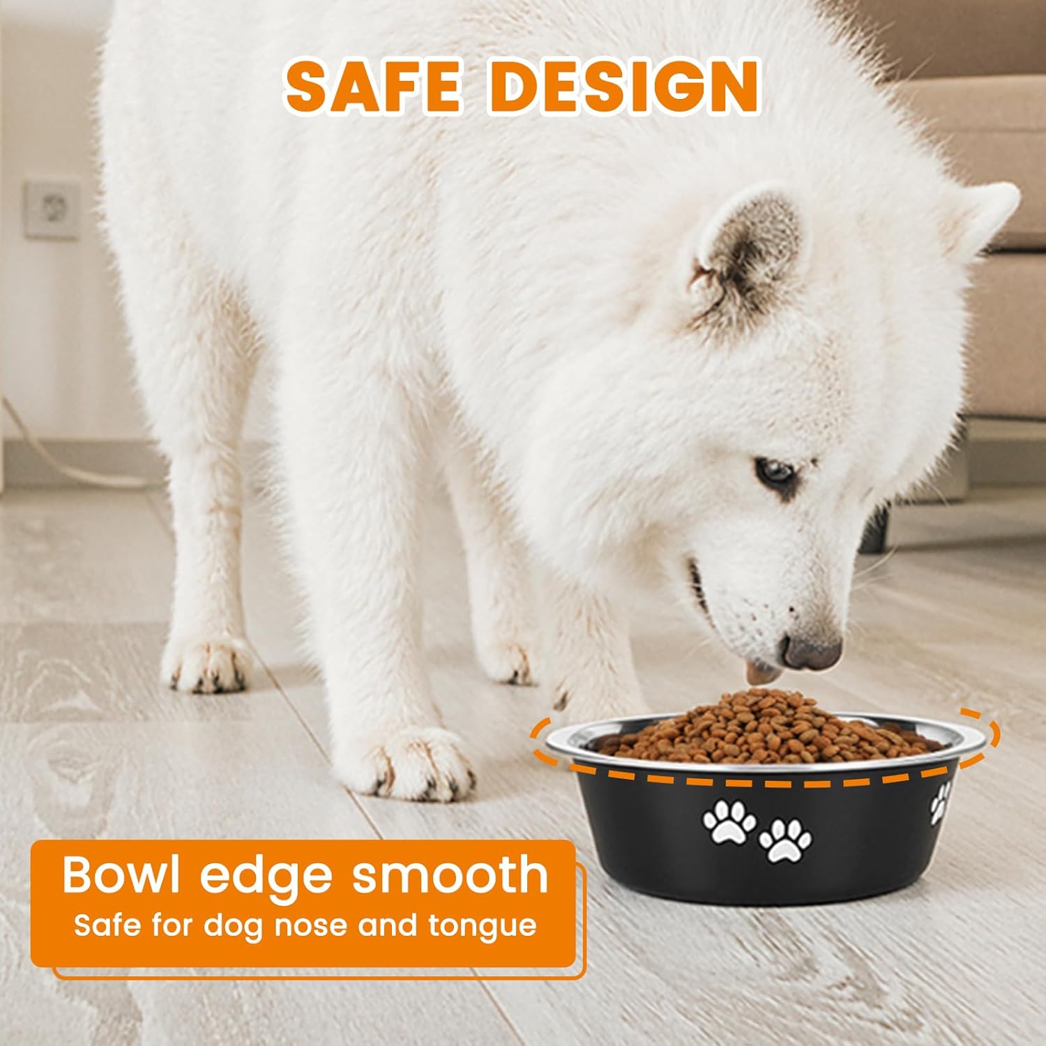 PETTOM 2 Pack Dog Bowls (860ML), Stainless Steel Dog Bowls with Nonslip Silicone Bottom, Pet Feeding Bowls for Cat, Pups-Food and Water Bowls for Small Medium Dogs - Image 5