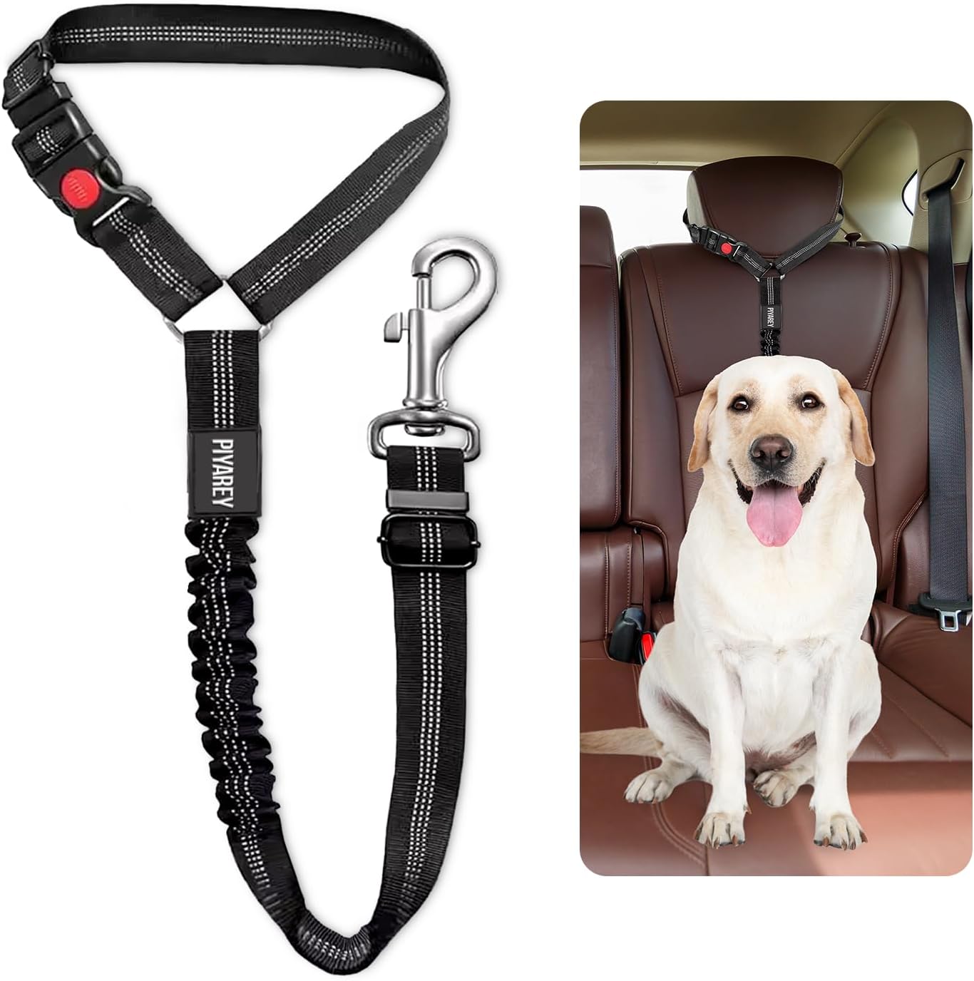 Dog Seat Belts For Cars Uk Headrest Dog Car Seat Belt Adjustable Car Harness Pet Dogs Safety Seatbelt Anti Shock Elastic Puppy Restraint Strong Leash Leads For Dogs Pets Safety (BLACK) - Image 9