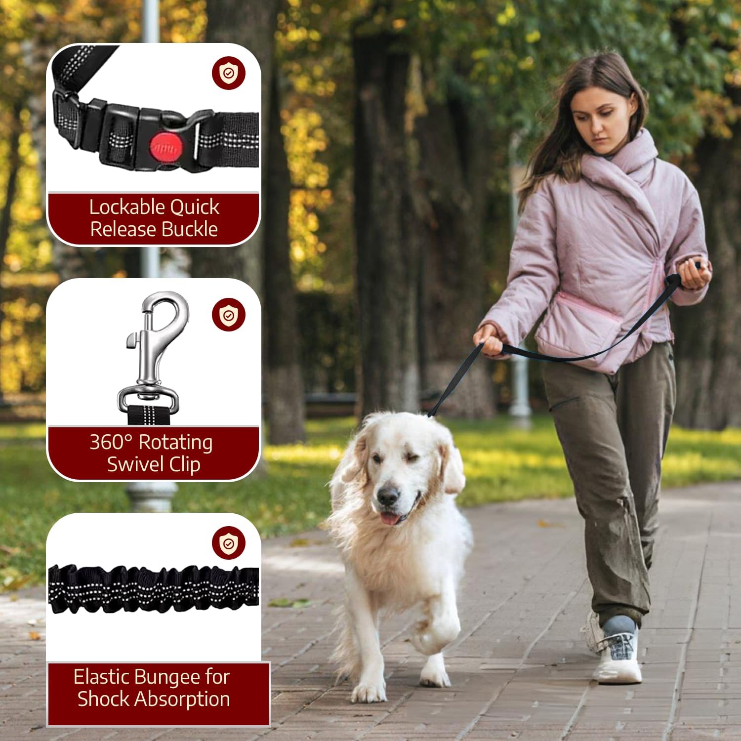 Dog Seat Belts For Cars Uk Headrest Dog Car Seat Belt Adjustable Car Harness Pet Dogs Safety Seatbelt Anti Shock Elastic Puppy Restraint Strong Leash Leads For Dogs Pets Safety (BLACK) - Image 6